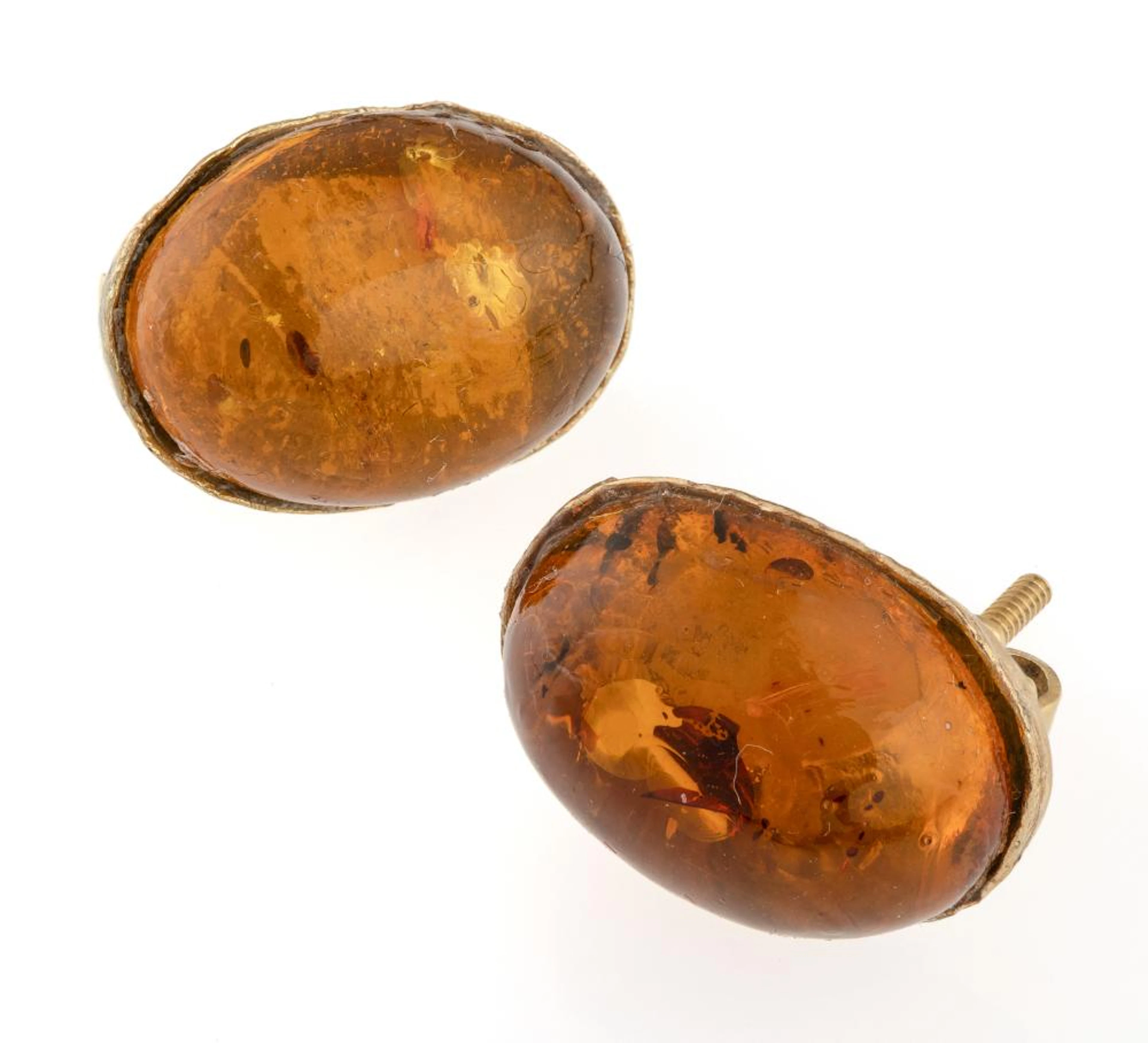 GOLD EARRINGS WITH AMBER