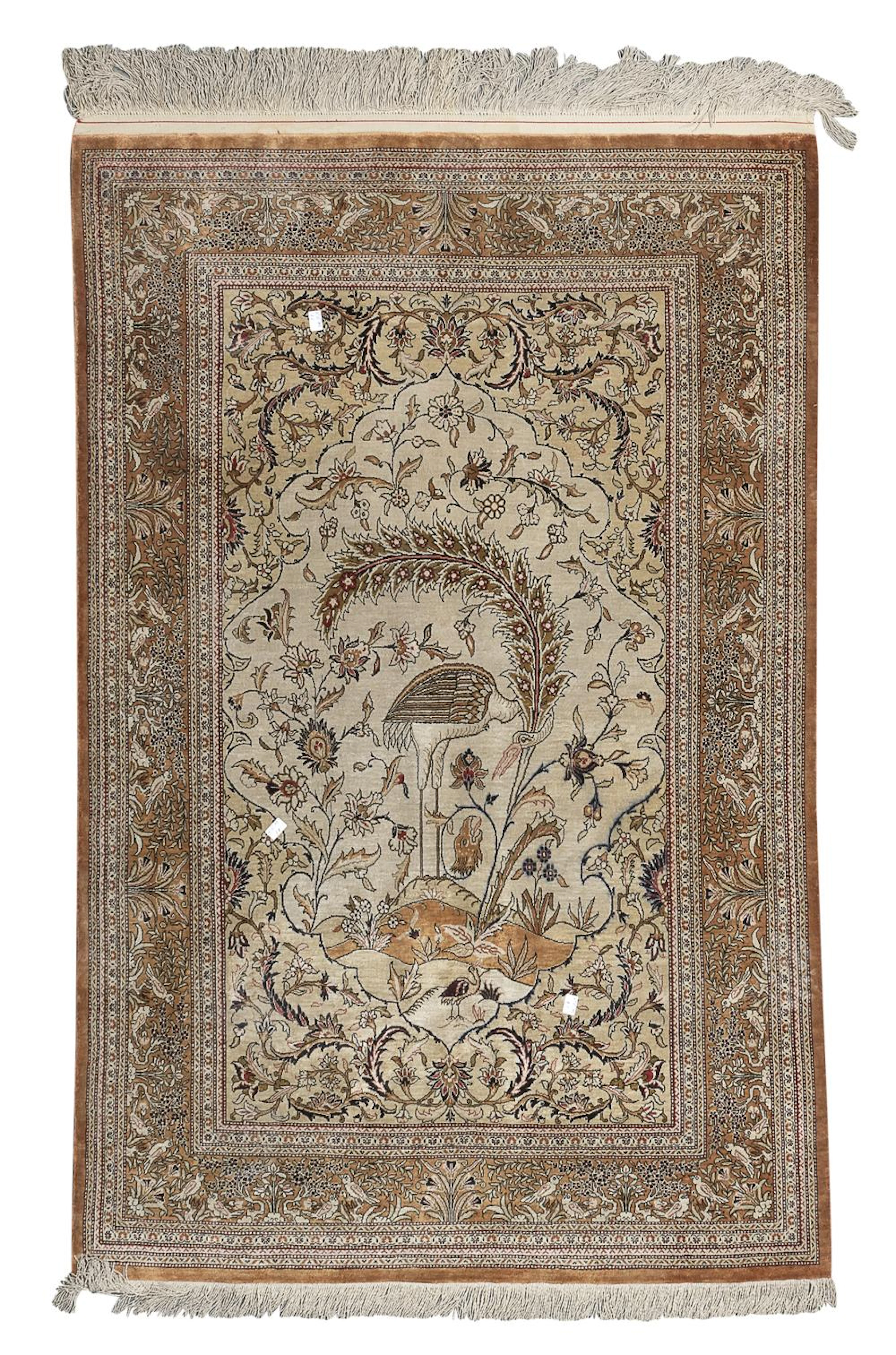 BEAUTIFUL SILK KUM RUG, MID-20TH CENTURY