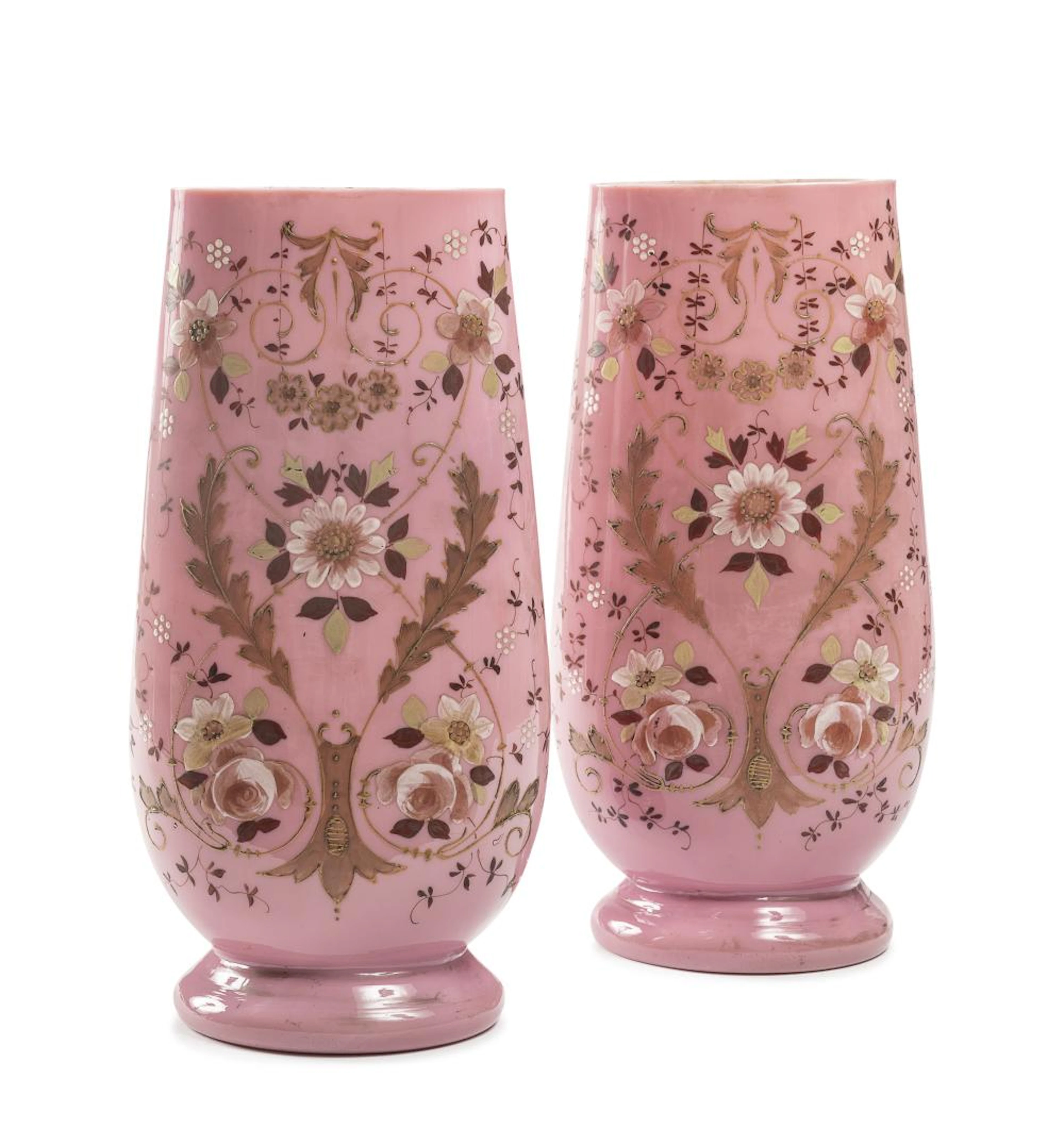 BEAUTIFUL PAIR OF OPALINE VASES, LATE 19th CENTURY