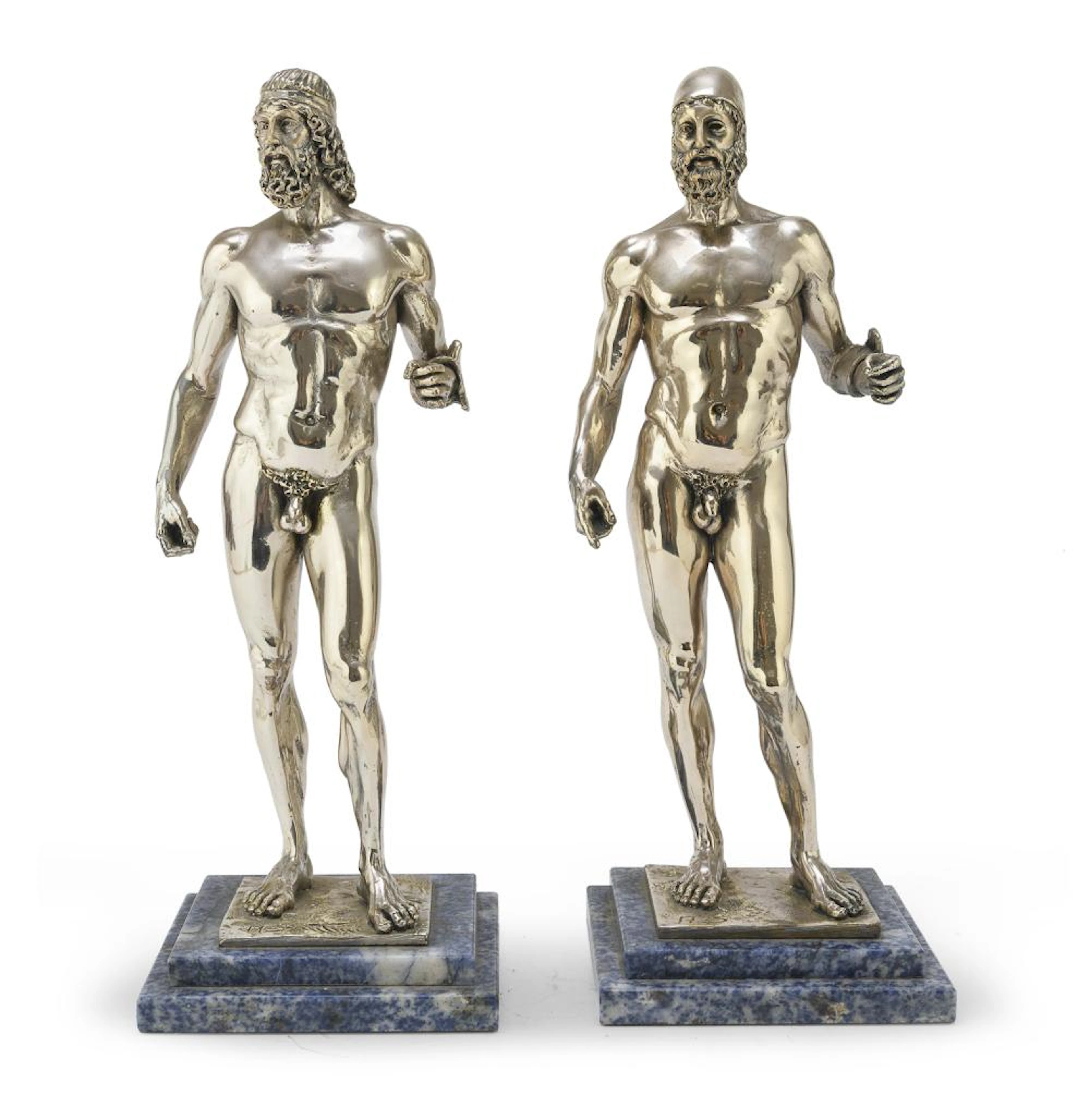 SILVER-PLATED RIACE BRONZE SCULPTURES, FLORENCE 20th CENTURY