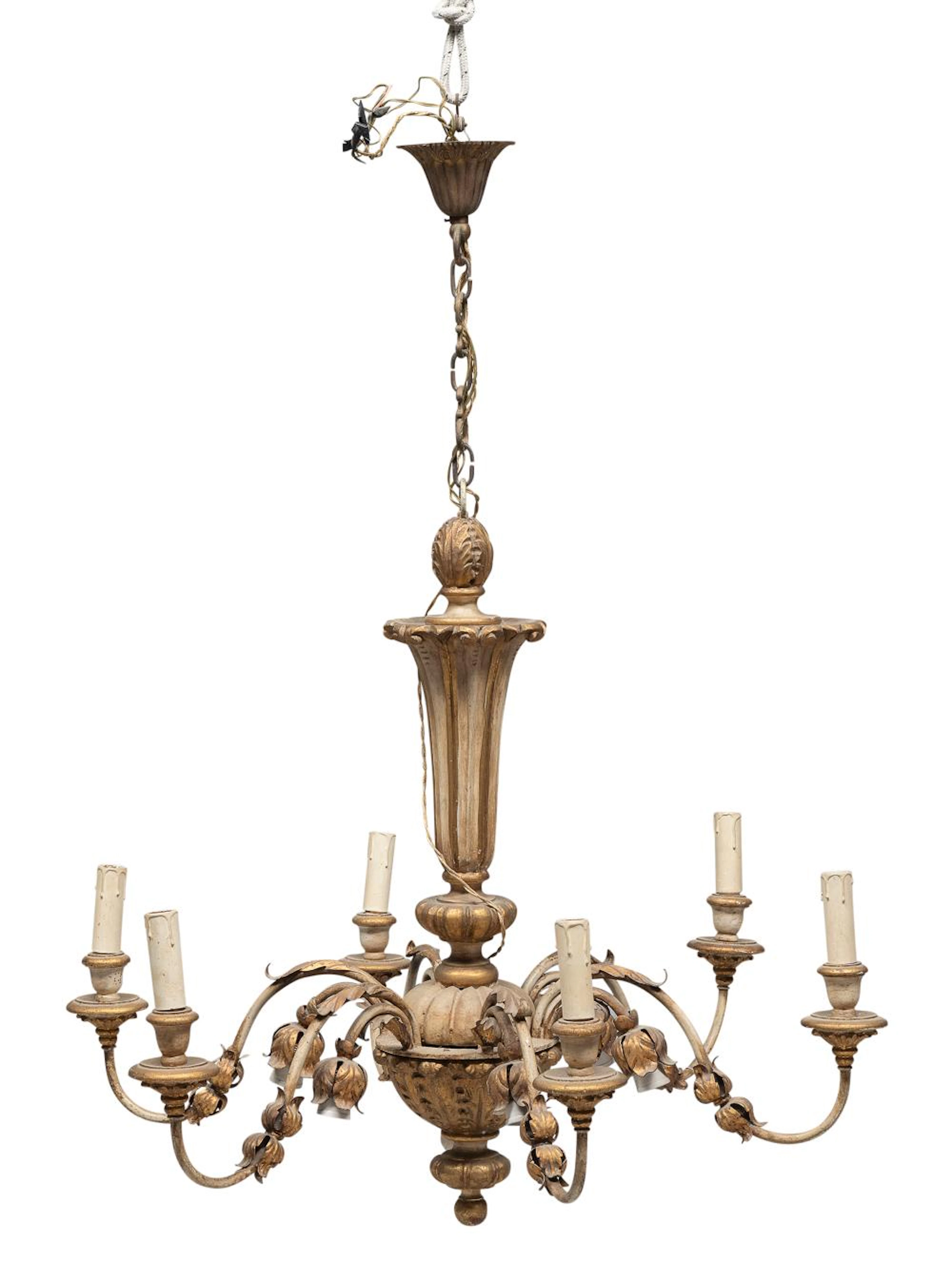 LACQUERED WOOD CHANDELIER, LATE 19TH CENTURY