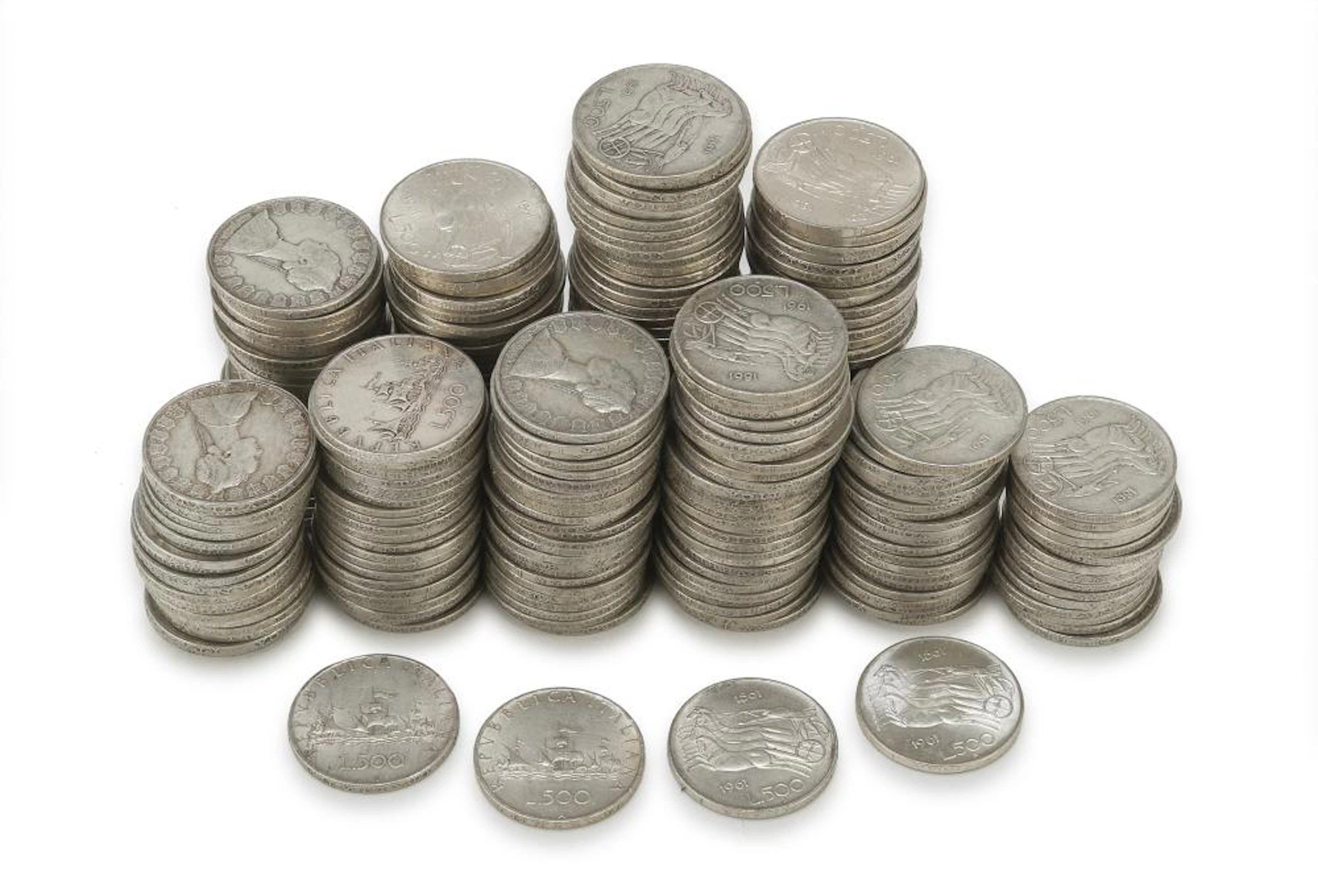 271 SILVER COINS OF 500 LIT 1959/1966