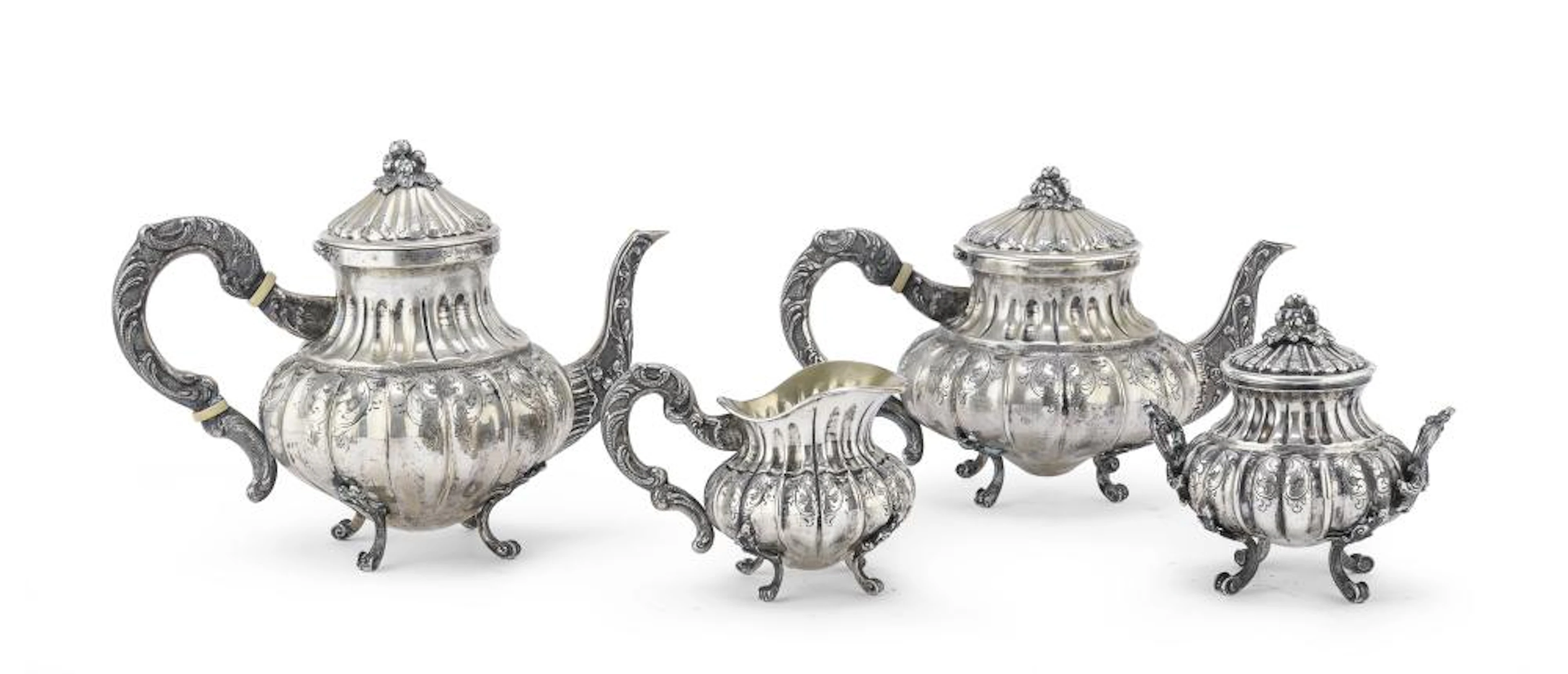 SILVER TEA AND COFFEE SET, MILAN 1950 ca.
