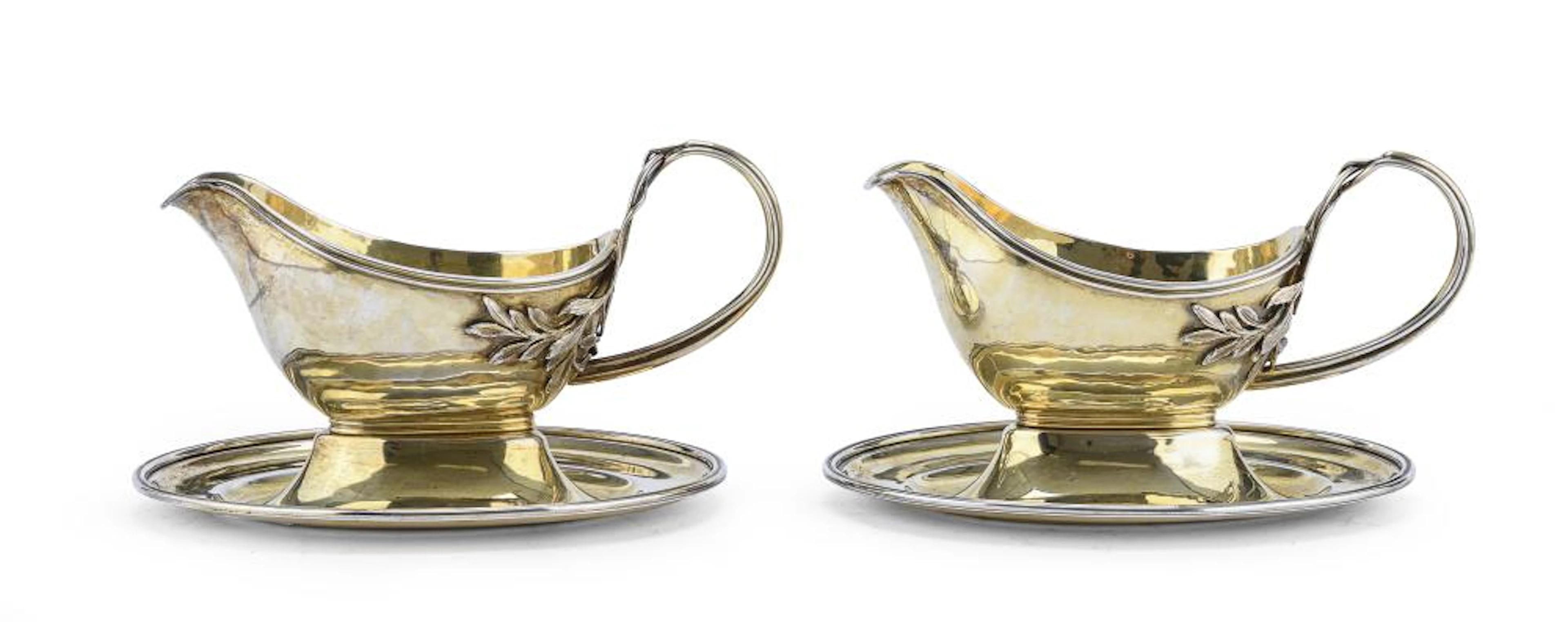 PAIR OF GILT SILVER GRAVY BOATS, MILAN 1950s