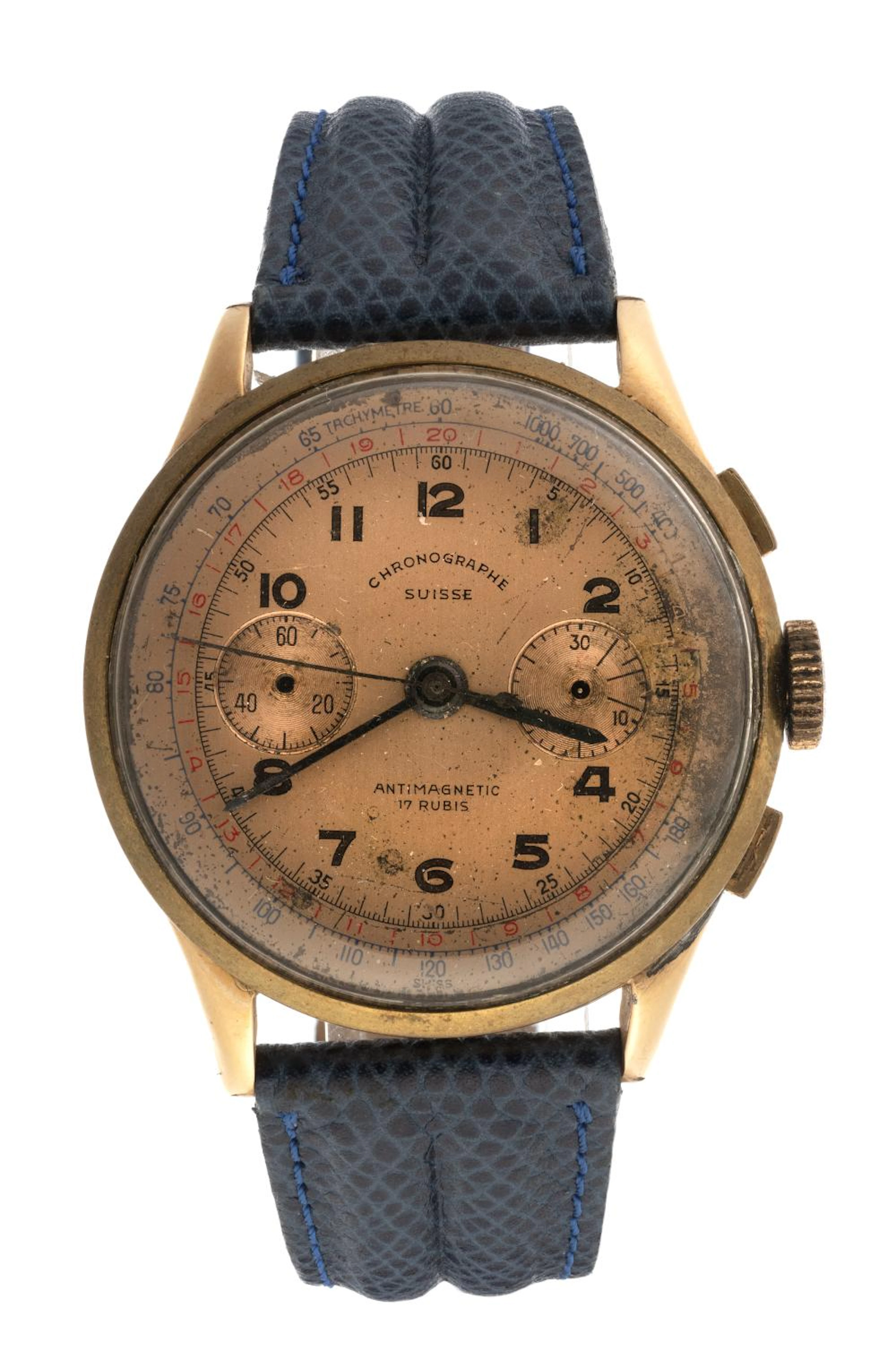 18 KT GOLD VINTAGE WRISTWATCH CHRONOGRAPHE SUISSE