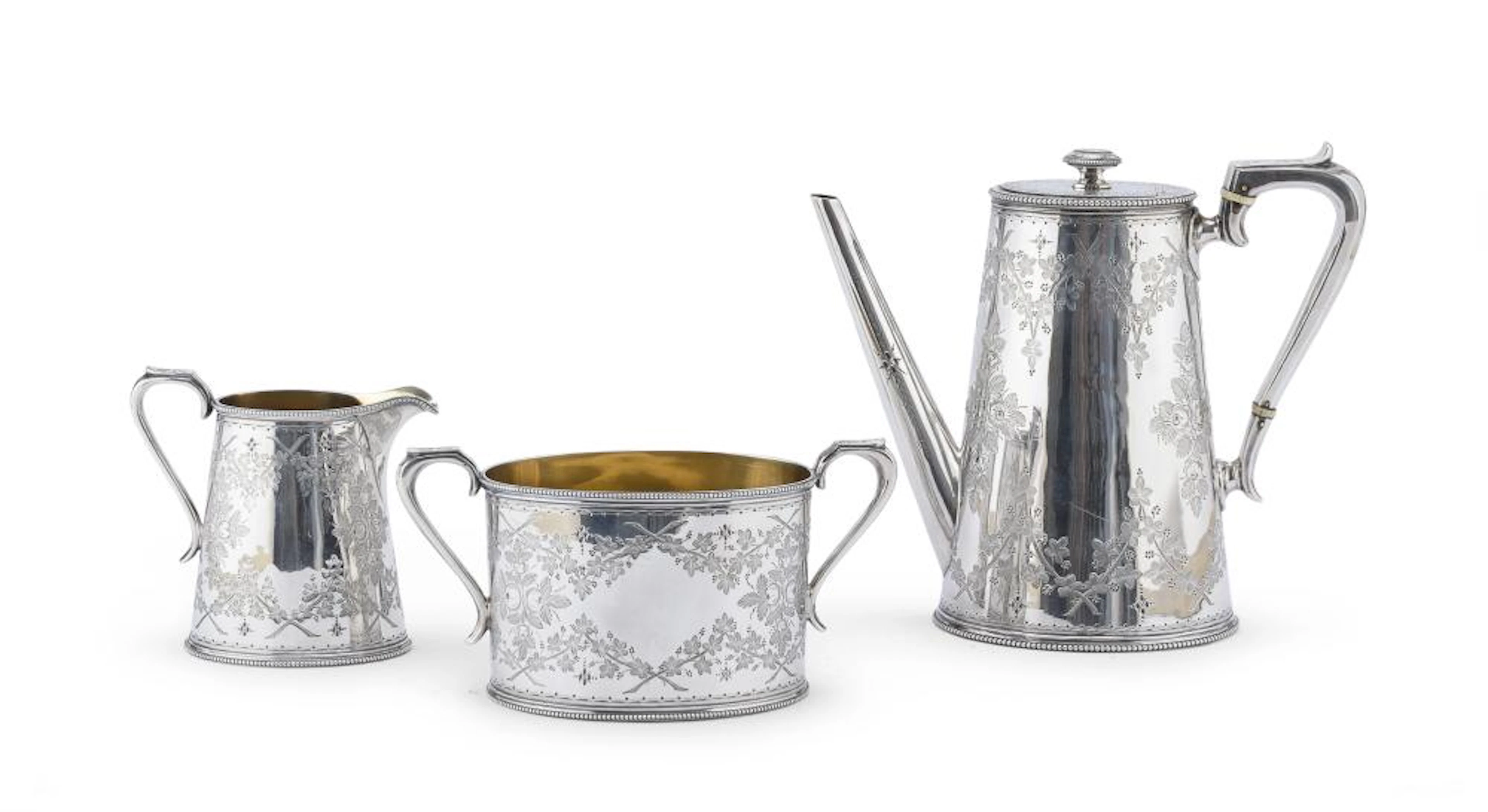 SILVER COFFEE SET, LONDON 1876