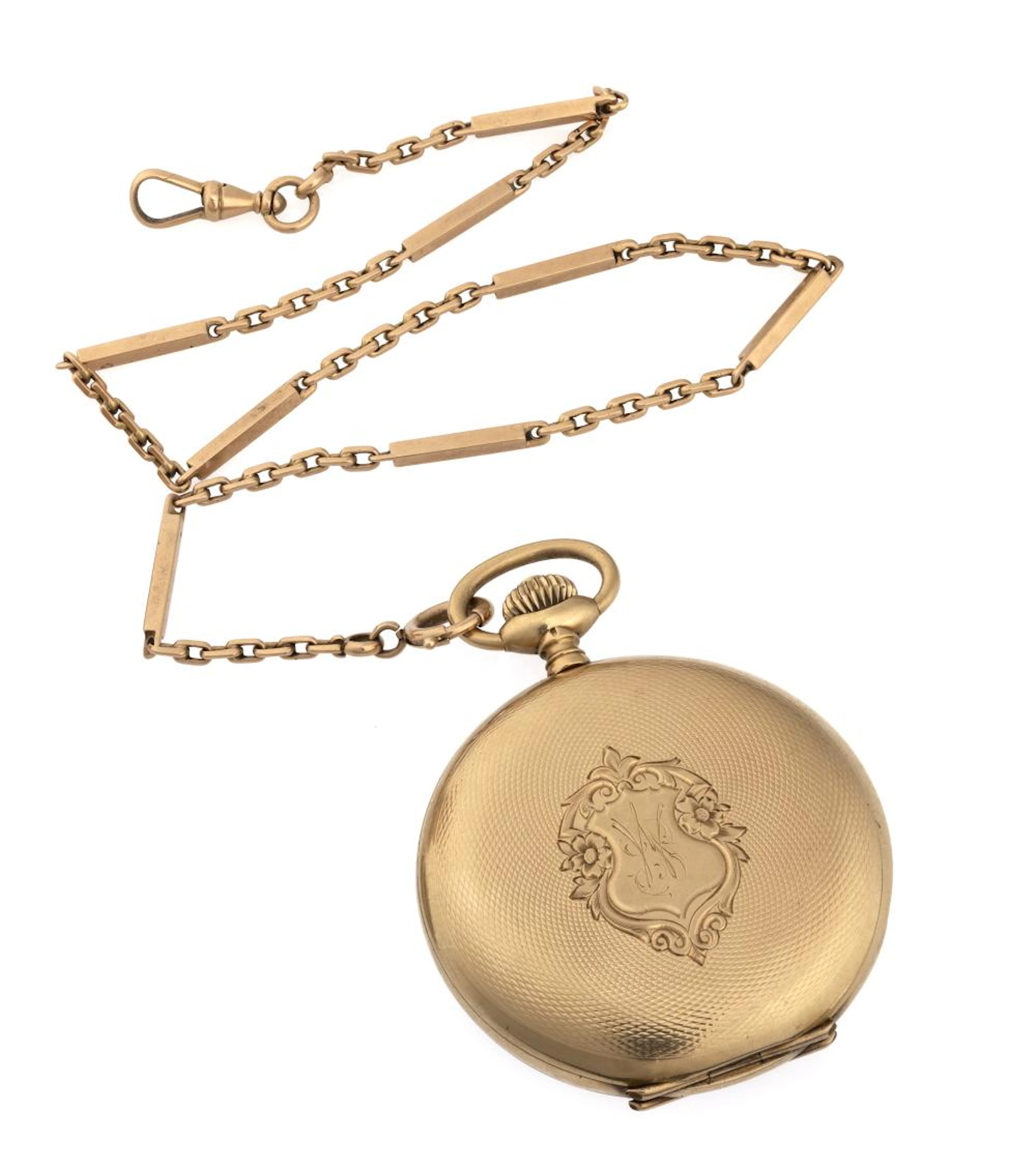 POCKET WATCH IN 14 KT YELLOW GOLD. H. MOSER & CO
