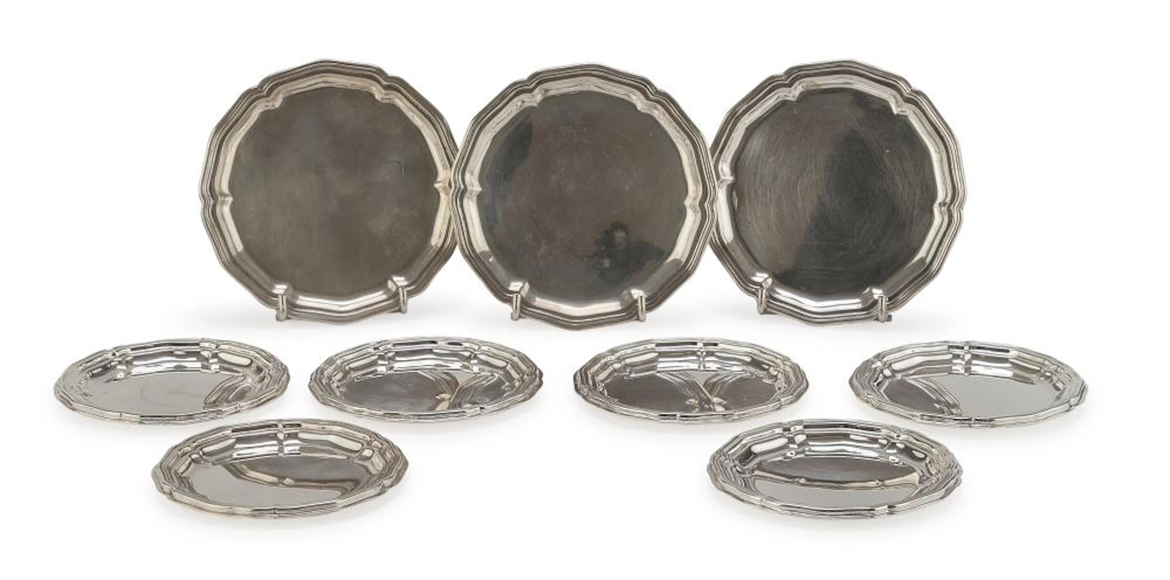 SIX SILVER AND SILVER-PLATED SAUCERS, PADUA 1944/1968