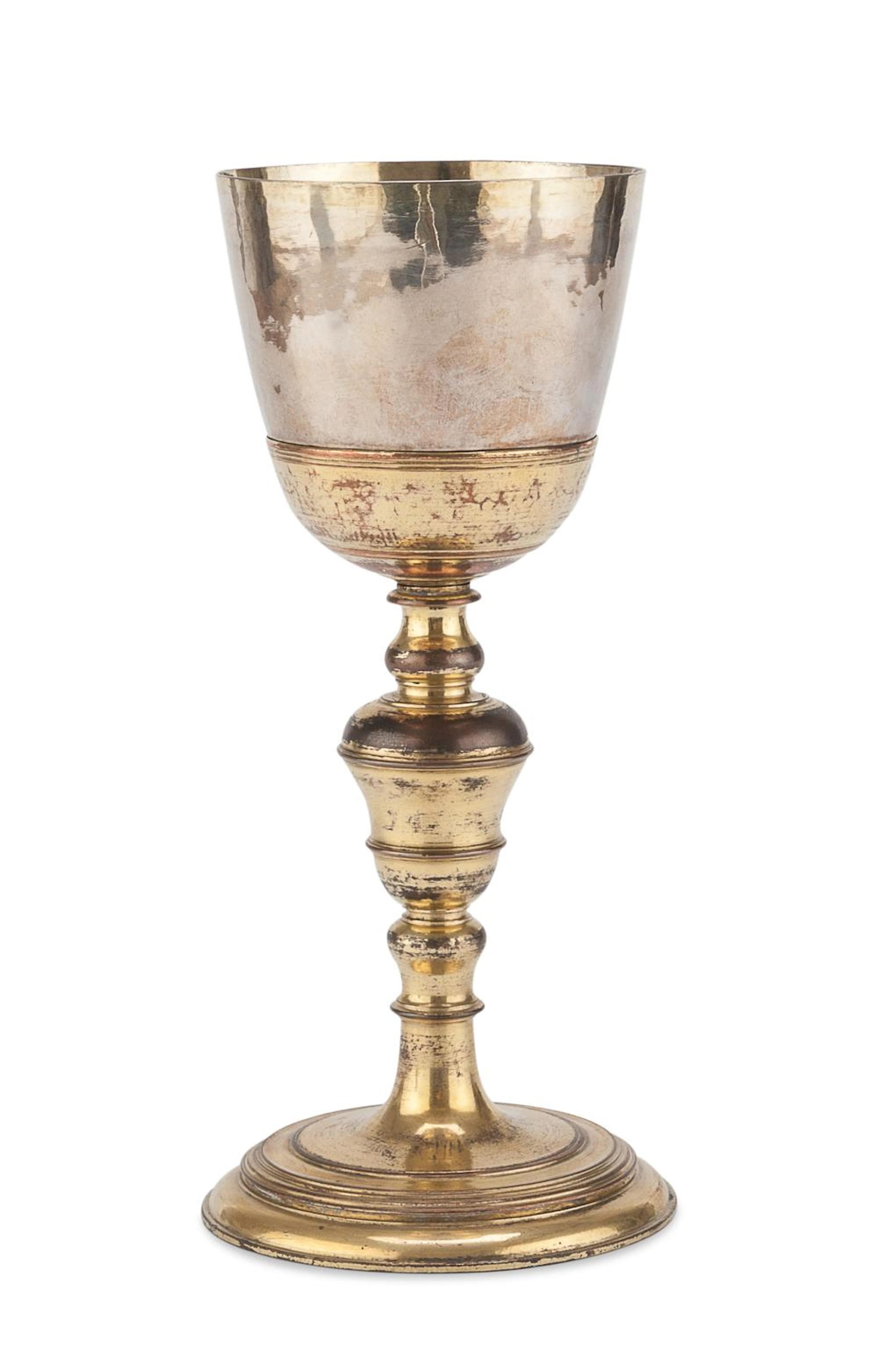 EUCHARISTIC CHALICE IN SILVER AND GILDED COPPER, PROBABLY ROME, 18th CENTURY