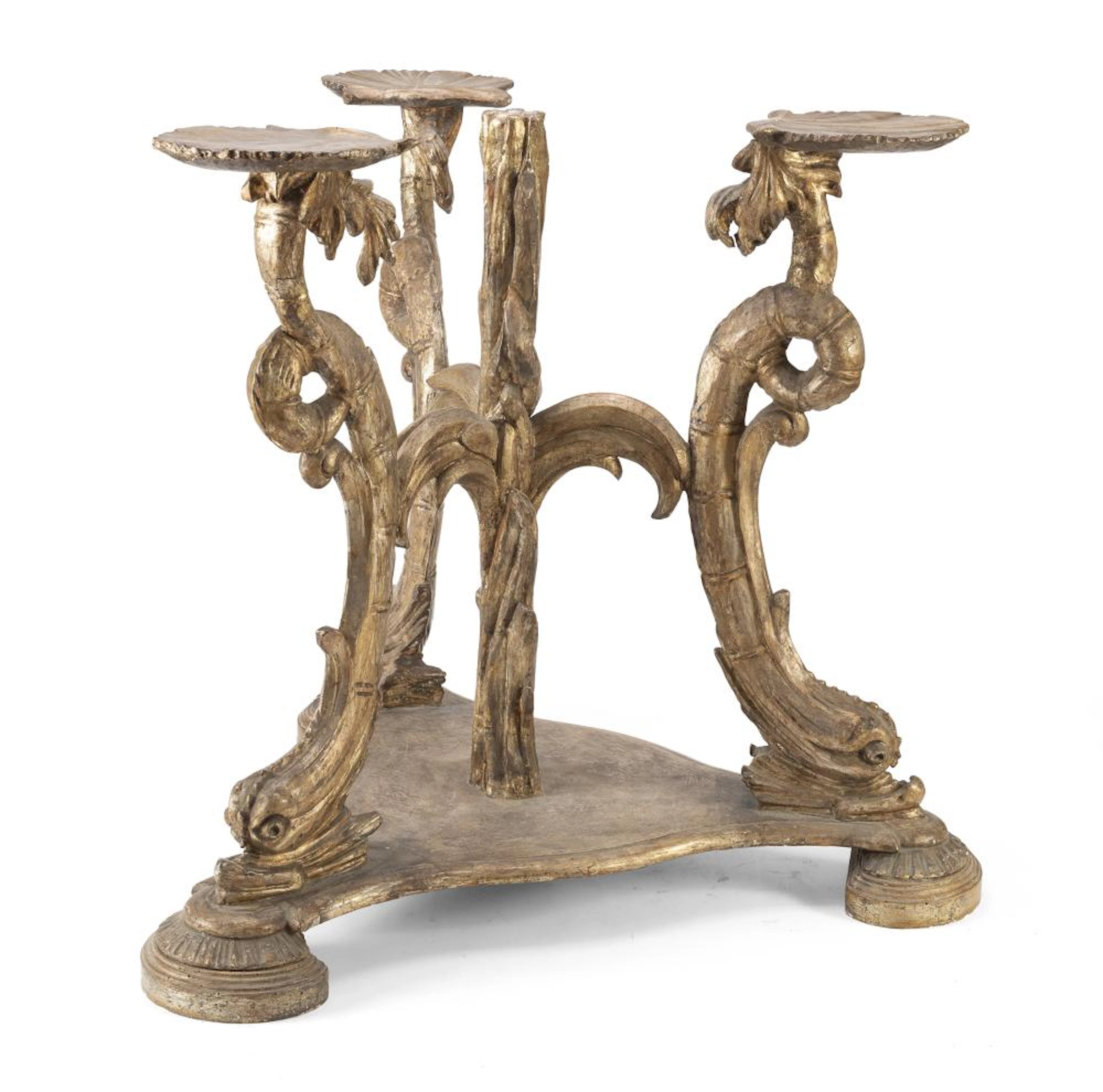 RARE SCULPTURED TABLE BASE IN GILTWOOD, VENICE 18th CENTURY