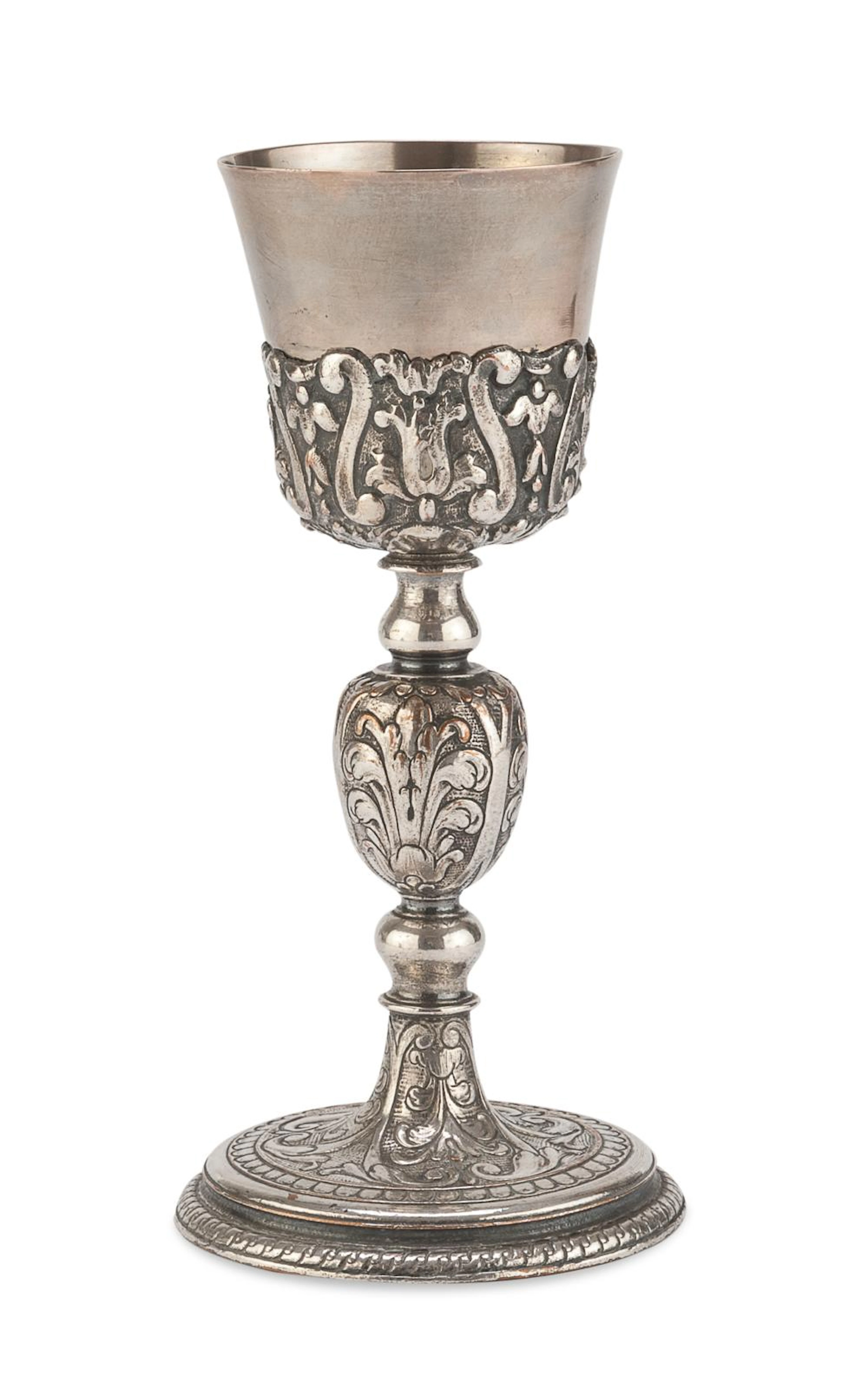 EUCHARISTIC CHALICE IN SILVER AND SILVERED COPPER, PROBABLY TUSCANY 18th CENTURY