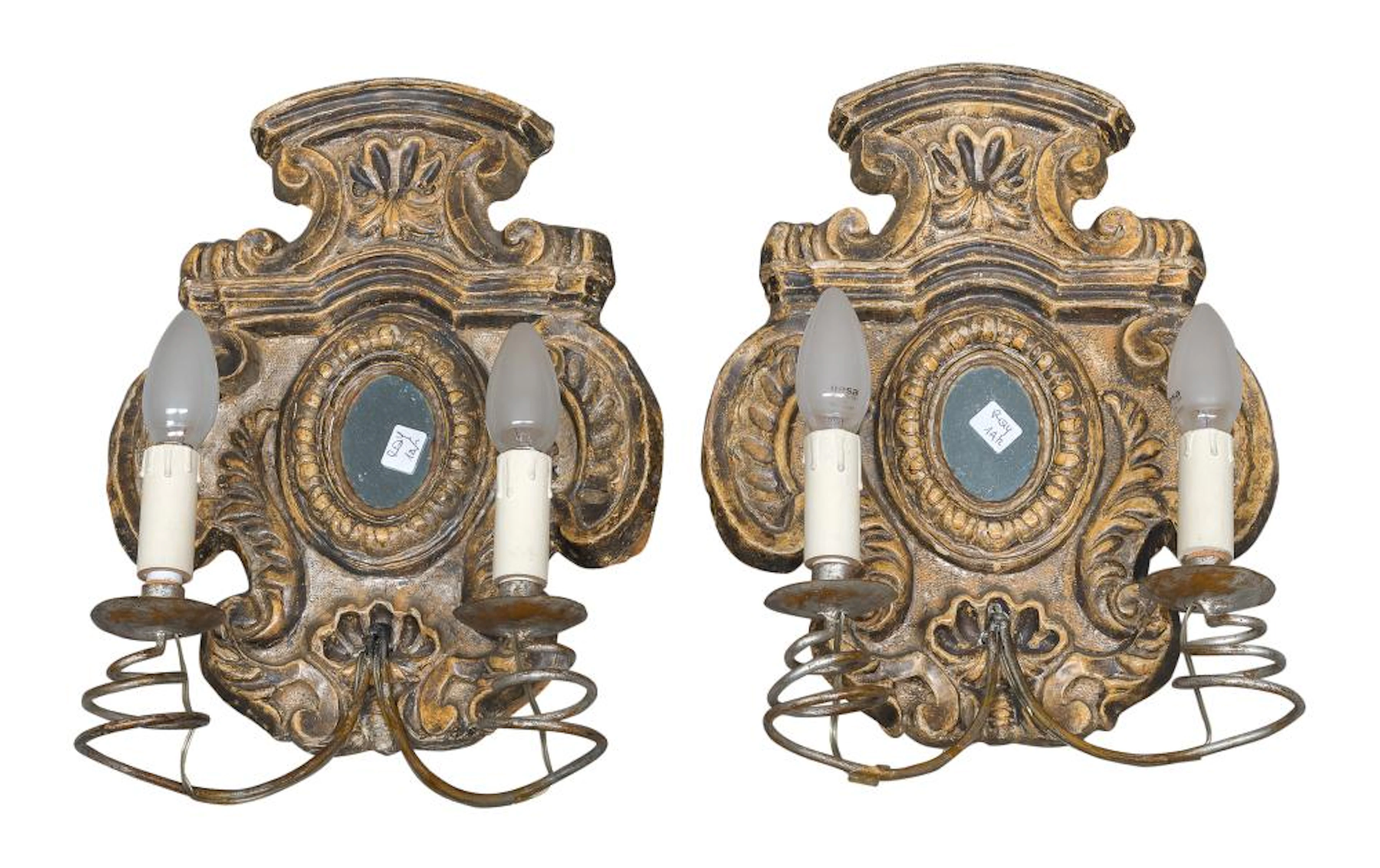 PAIR OF LACQUERED WOODEN MIRRORS, 18th CENTURY