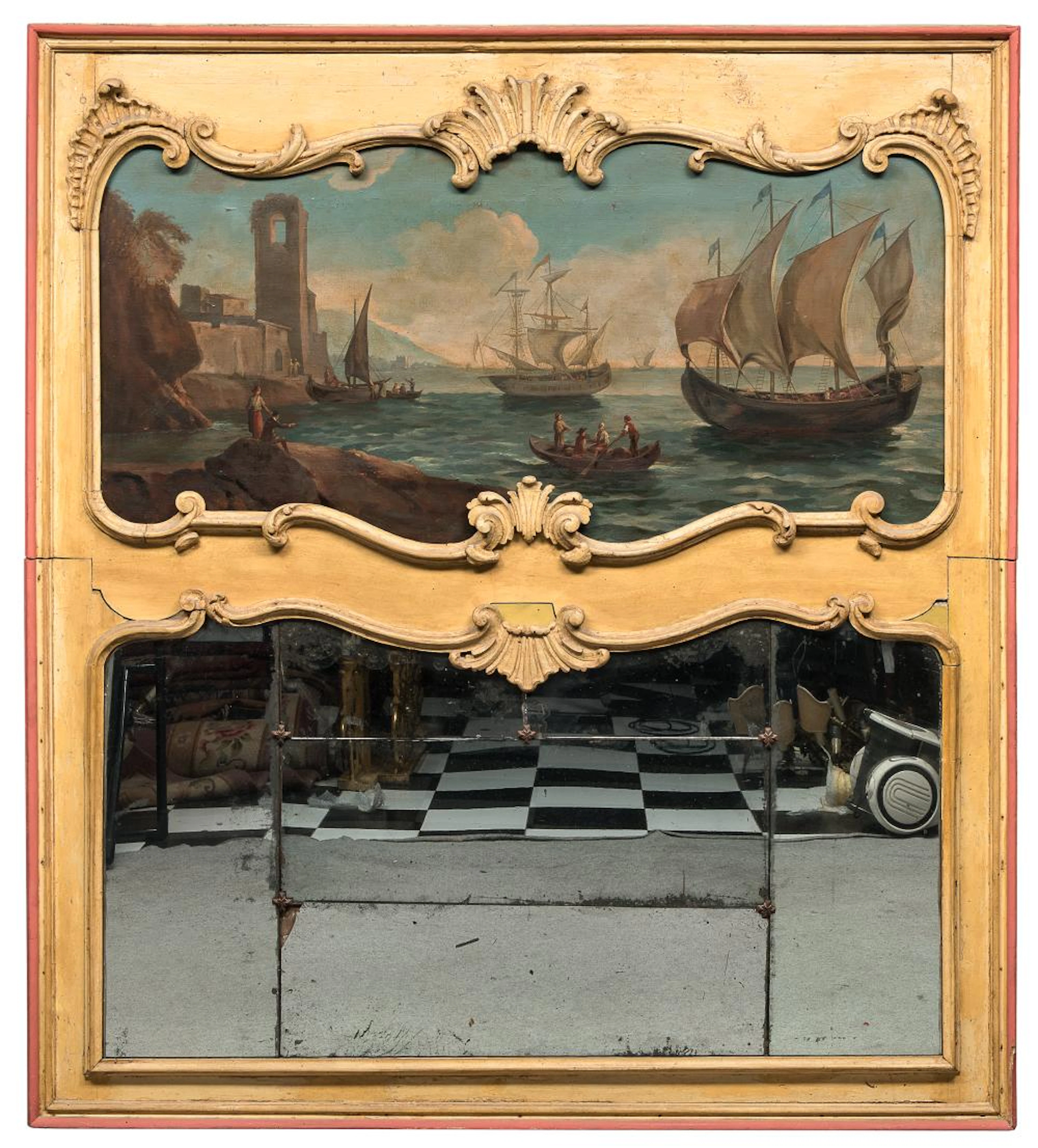 PAINTED MIRROR, 18th CENTURY