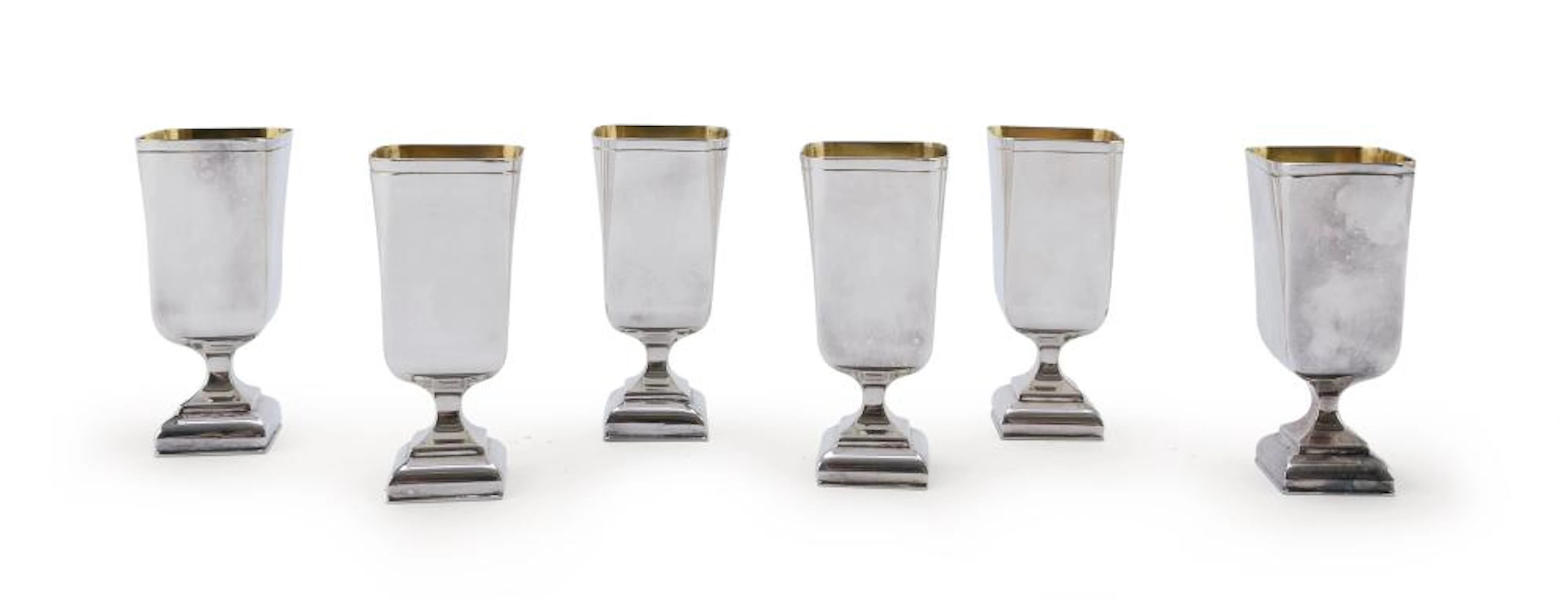 SIX SILVER BEAKERS, MILAN 1980 ca.