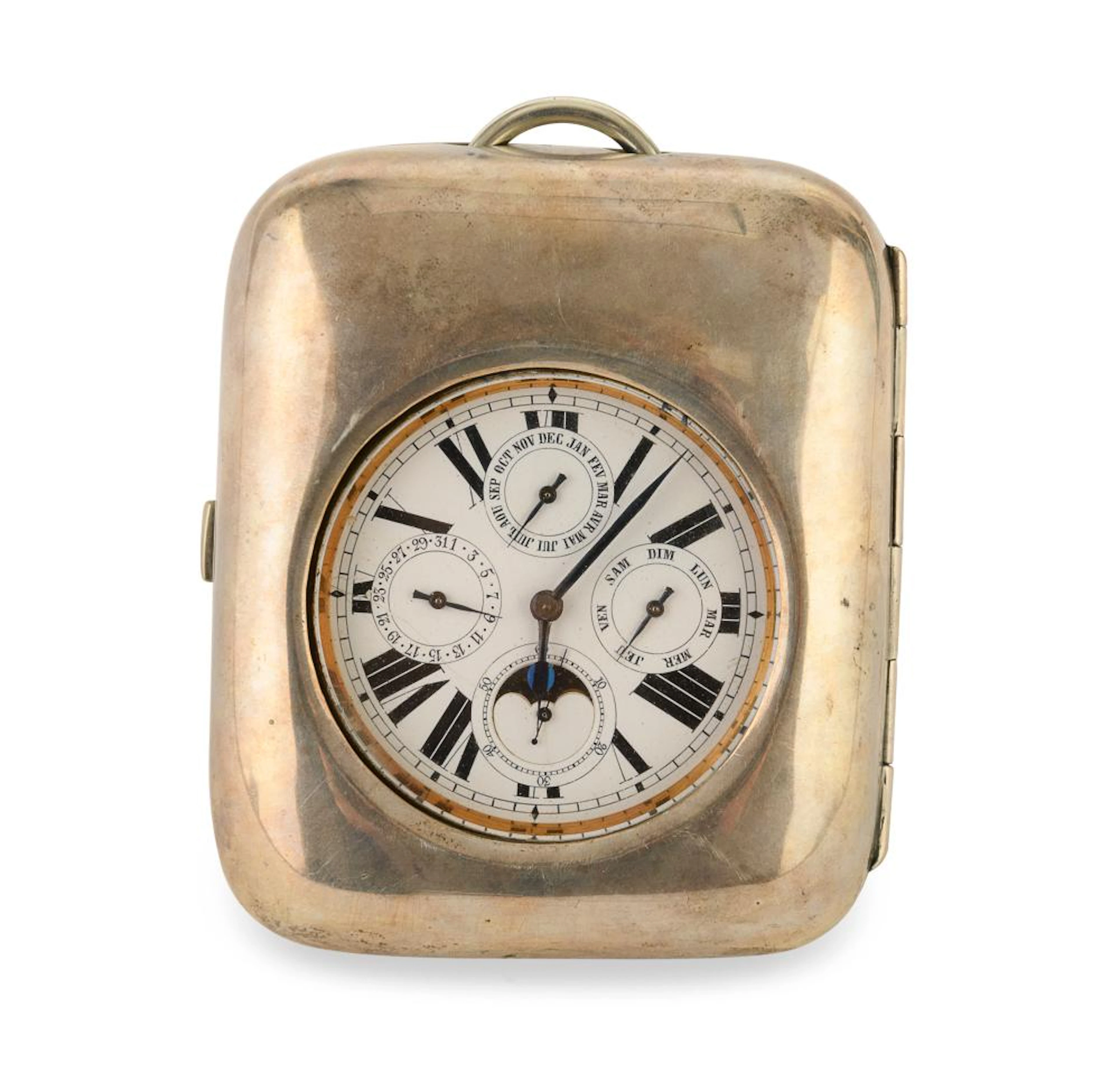 SILVER TABLE CLOCK, ITALY 1950 ca.