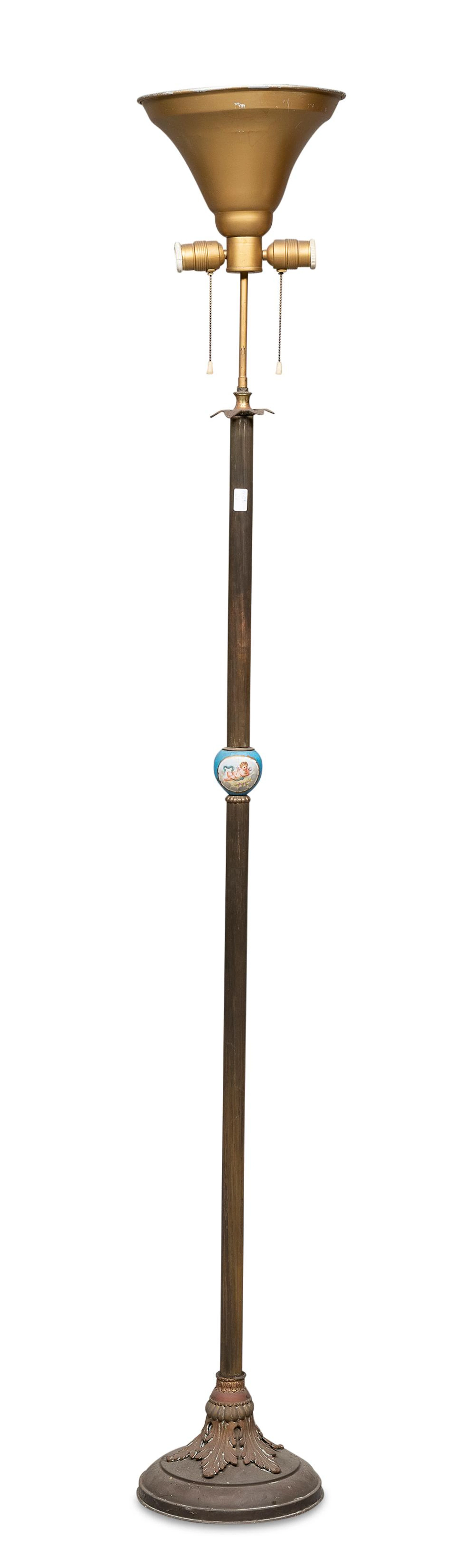 FLOOR LAMP IN METAL WITH PORCELAIN LATE 19TH CENTURY