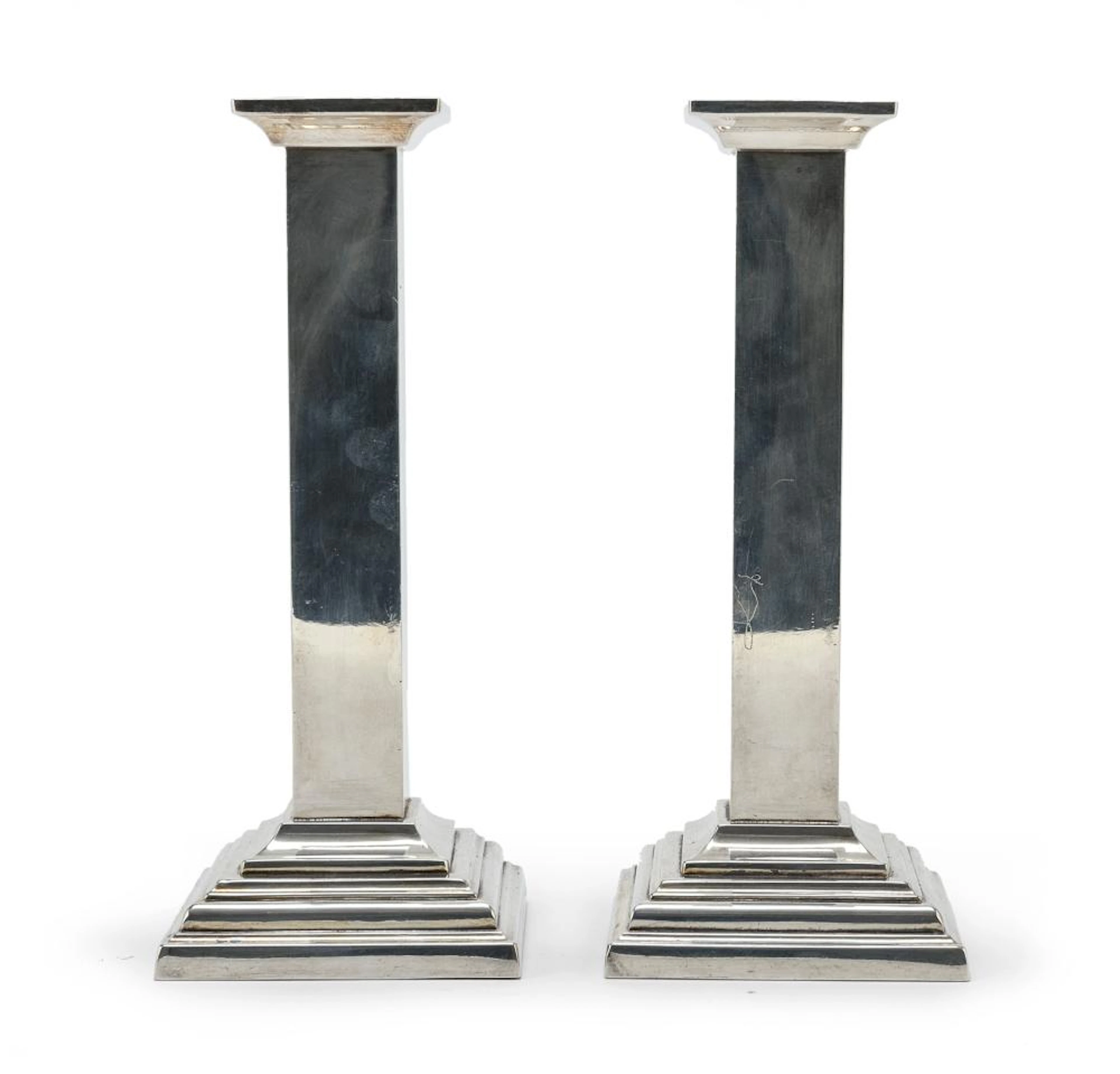 PAIR OF SILVER CANDLESTICKS, MILAN FACCIOLI LATE 20TH CENTURY