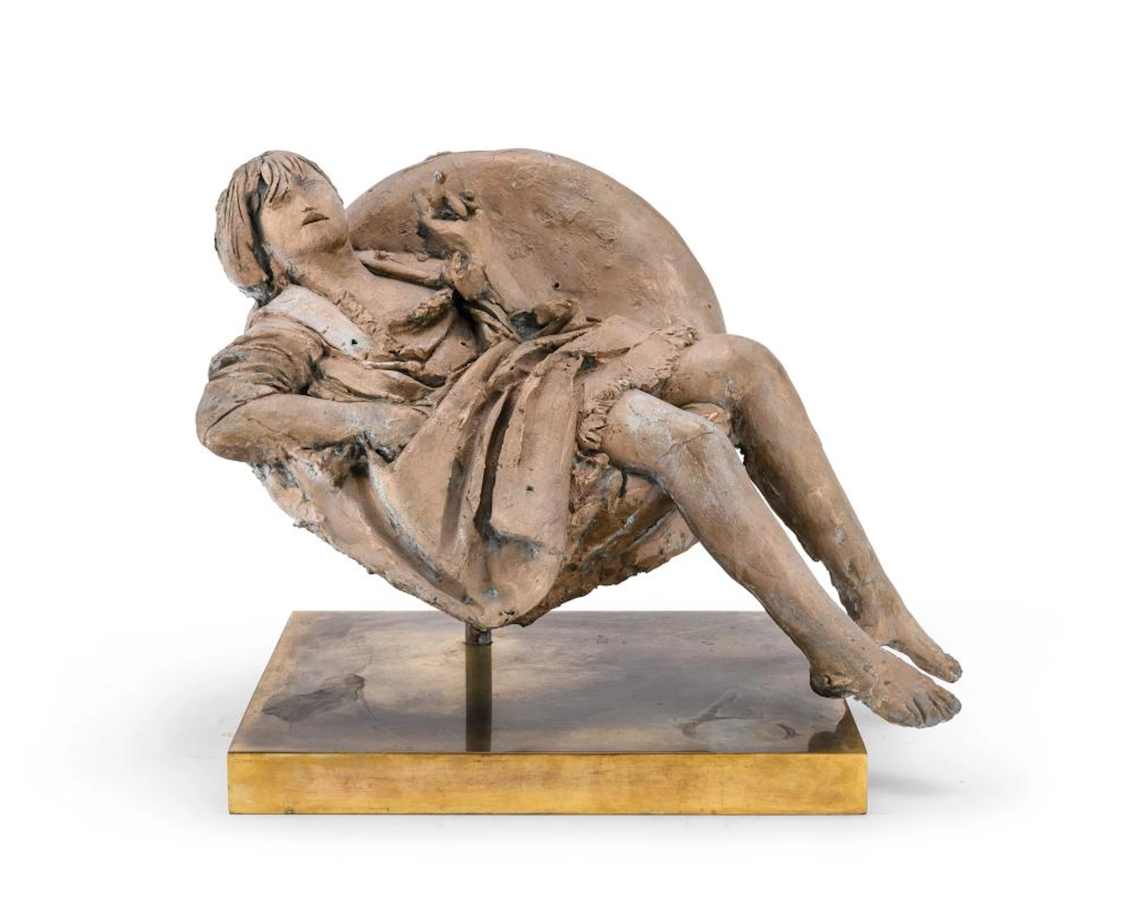 BRONZE SCULPTURE OF A GIRL IN ARMCHAIR BY GIACOMO MANZÙ, 1981