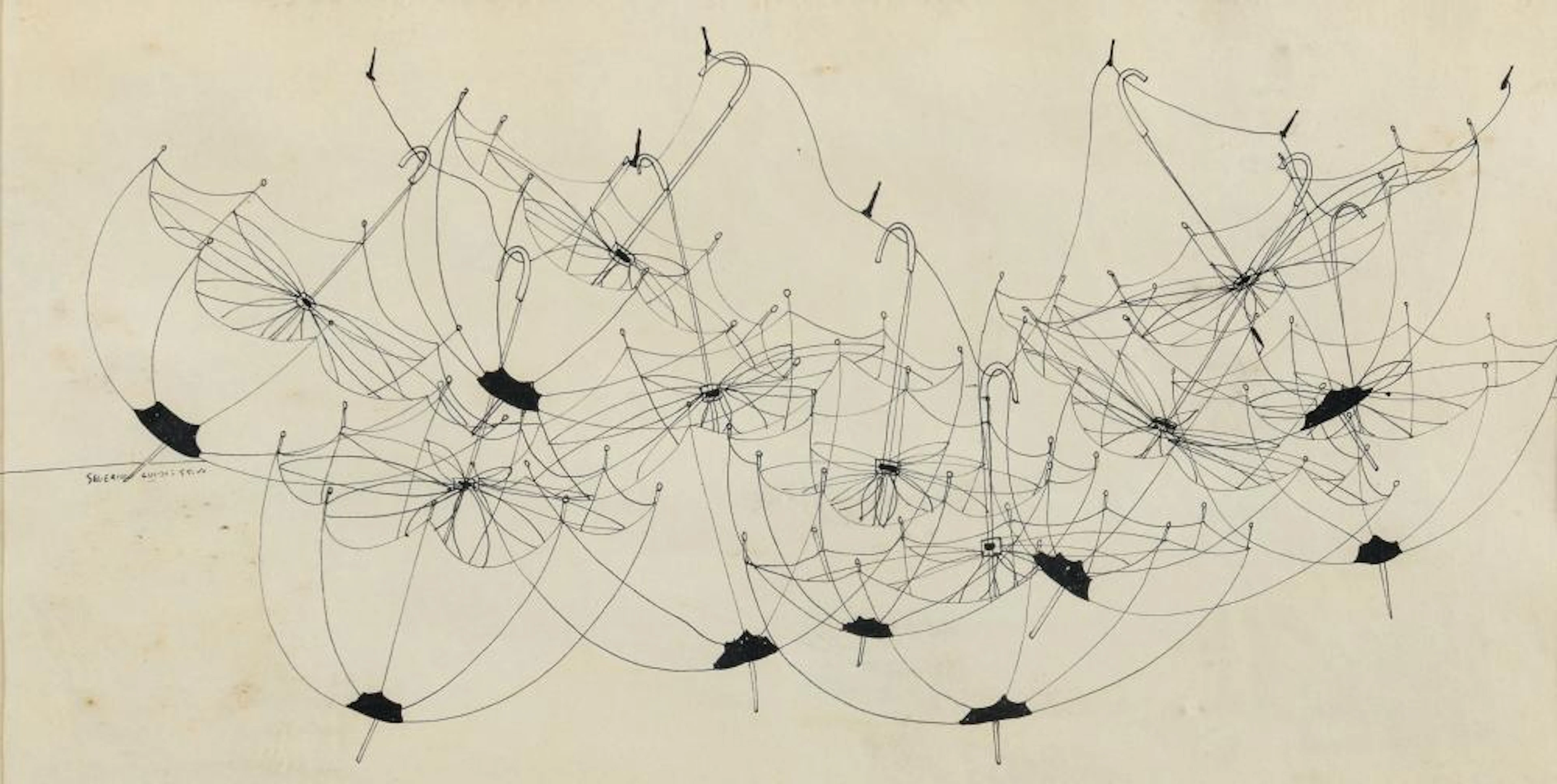 INK DRAWING BY SEVERINO GUIDI, 1955