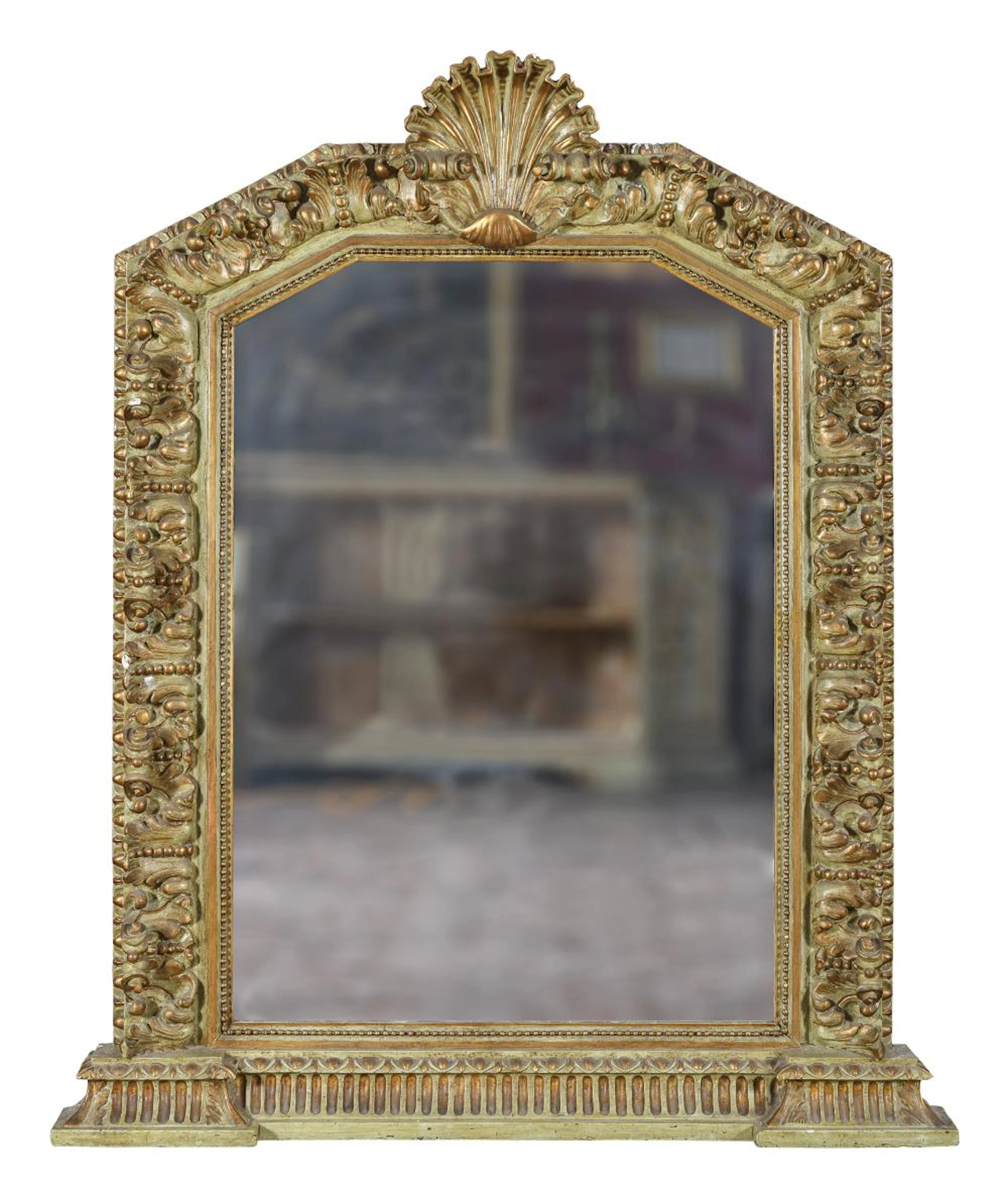 RARE MIRROR IN LACQUERED WOOD, STATE OF THE CHURCH, BAROQUE PERIOD