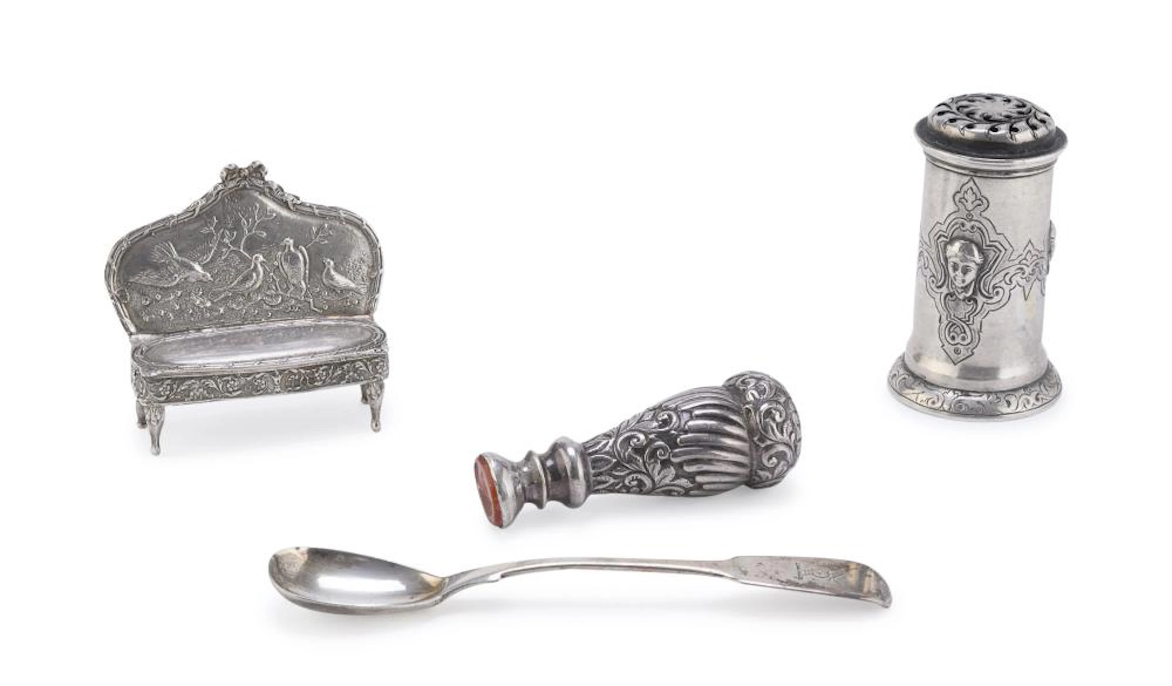 FOUR SMALL SILVER OBJECTS, SOME LONDON 1838