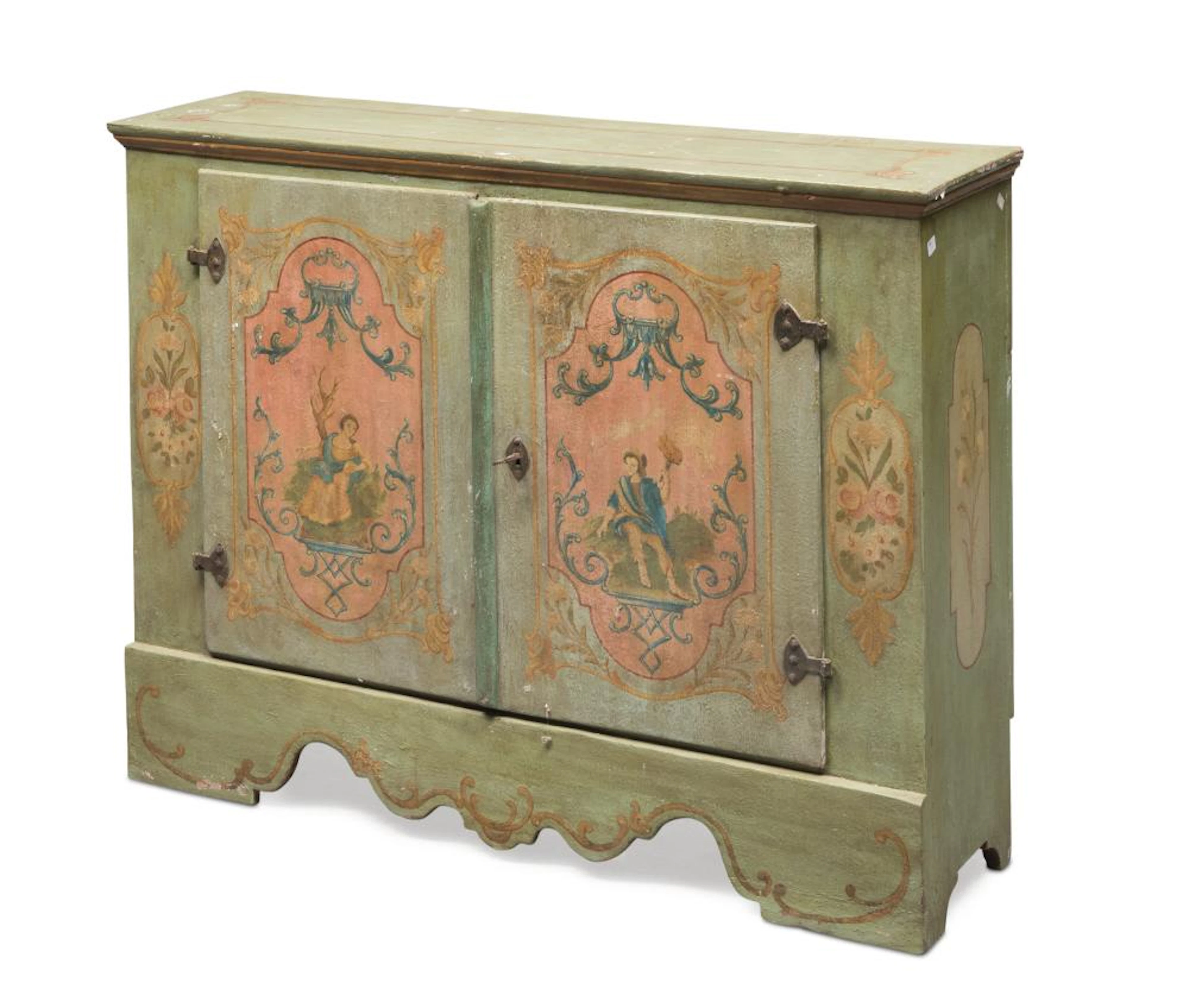 SMALL SIDEBOARD IN LACQUERED WOOD, SICILY, ANTIQUE ELEMENTS