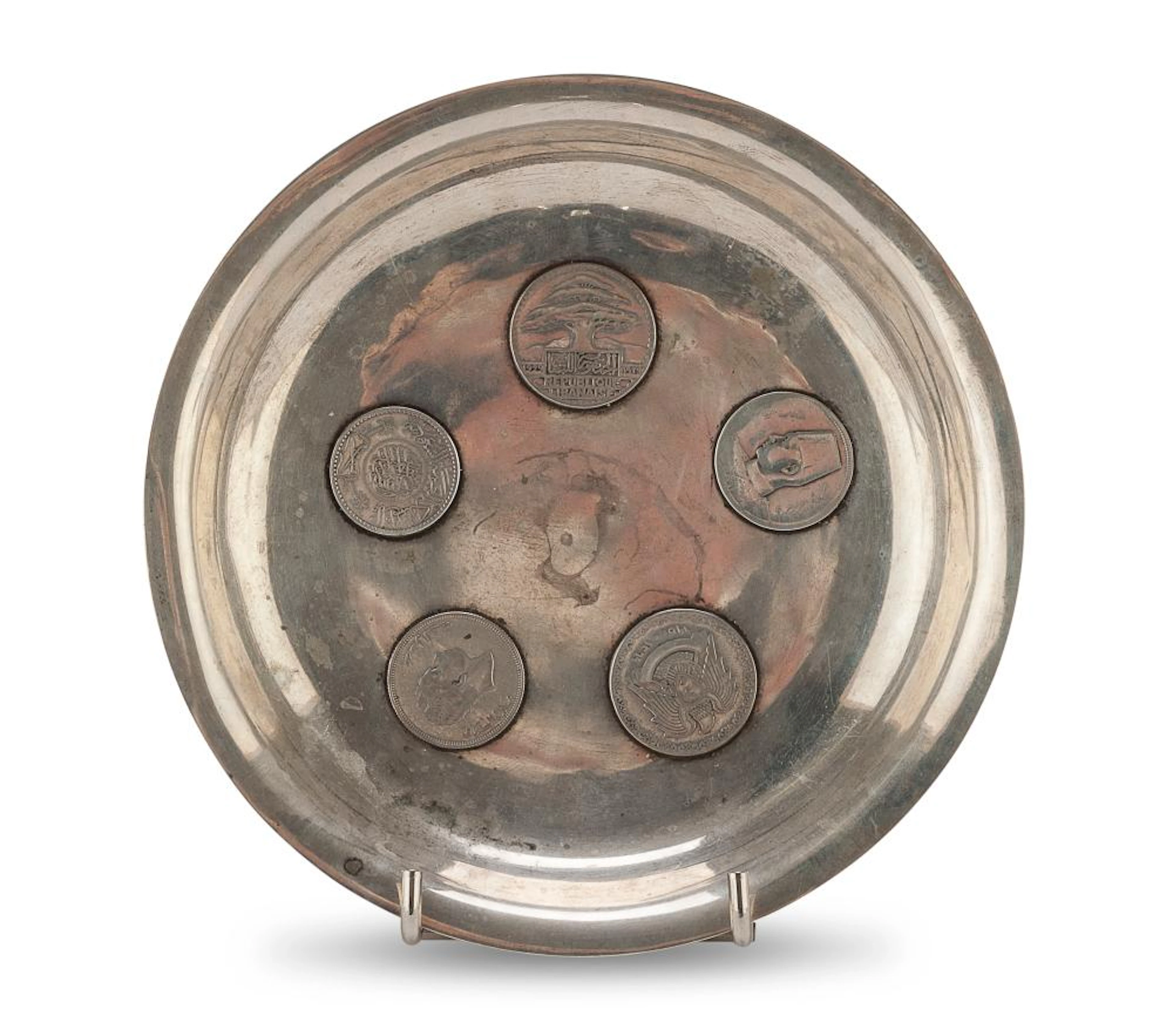 SILVER SAUCER, LEBANESE REPUBLIC, EARLY 20TH CENTURY,