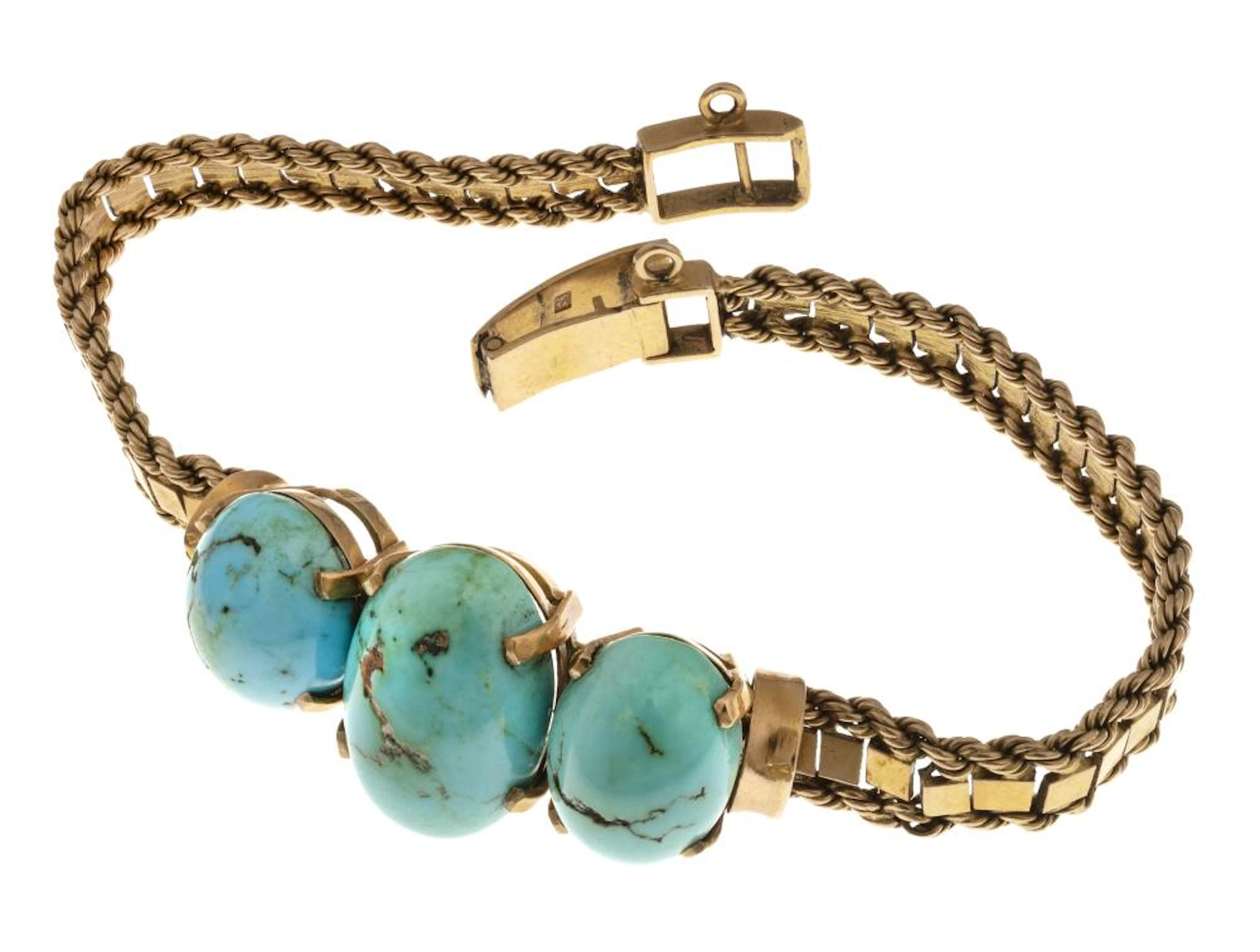 GOLD BRACELET WITH TURQUOISES