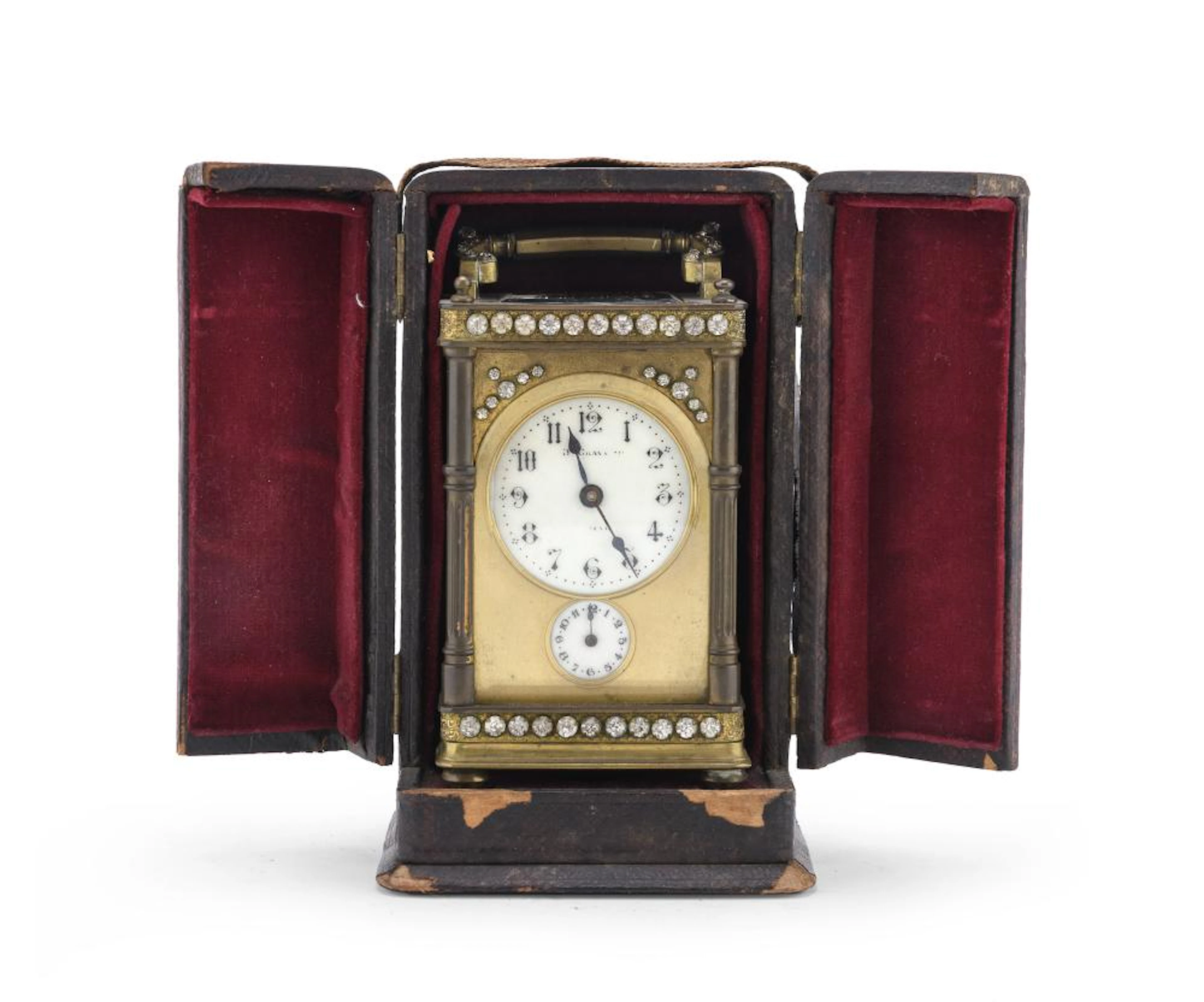 BRONZE CARRIAGE CLOCK, LATE 19TH CENTURY