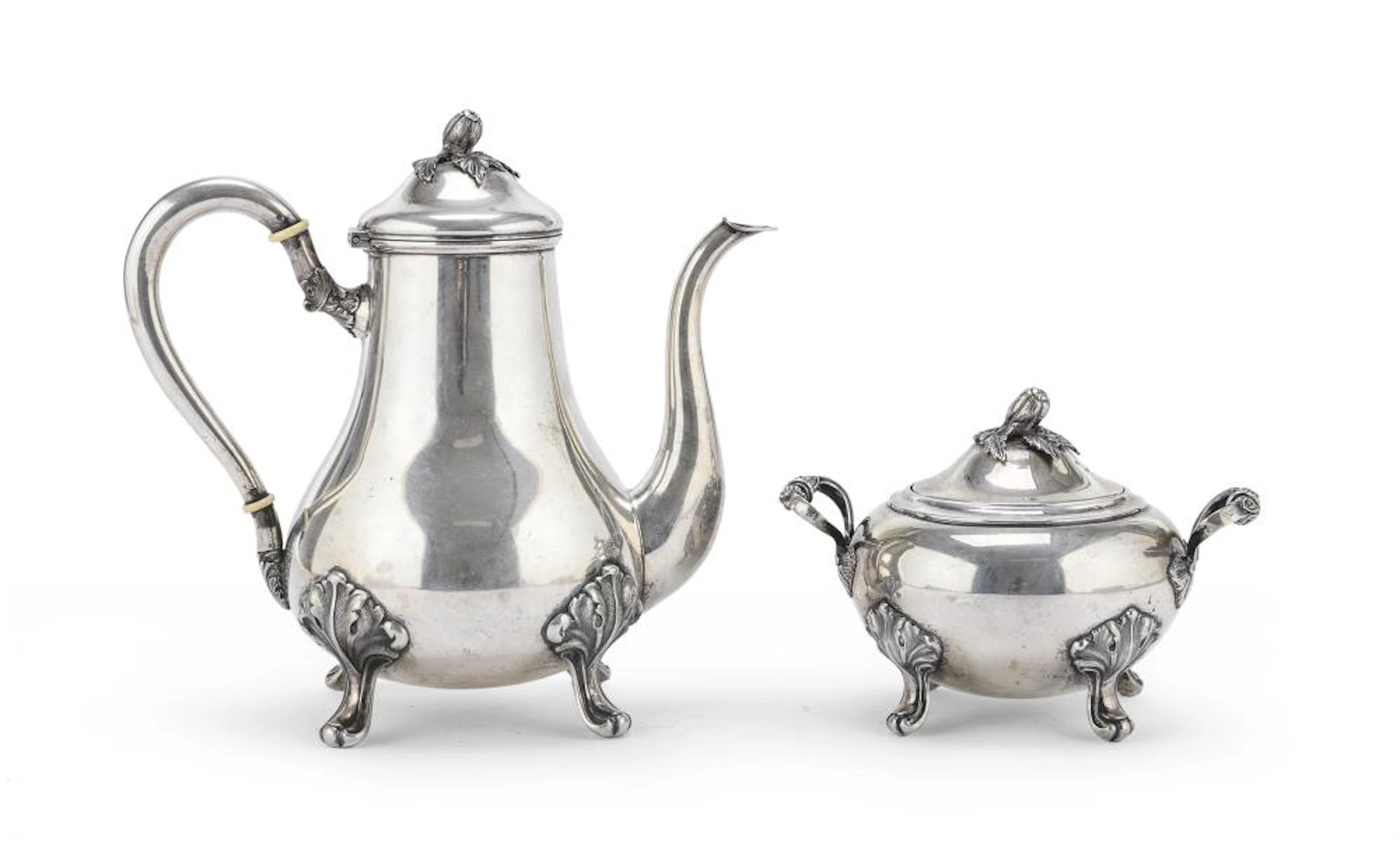 SILVER TEAPOT AND SUGAR BOWL, KINGDOM OF ITALY, LATE 19TH CENTURY