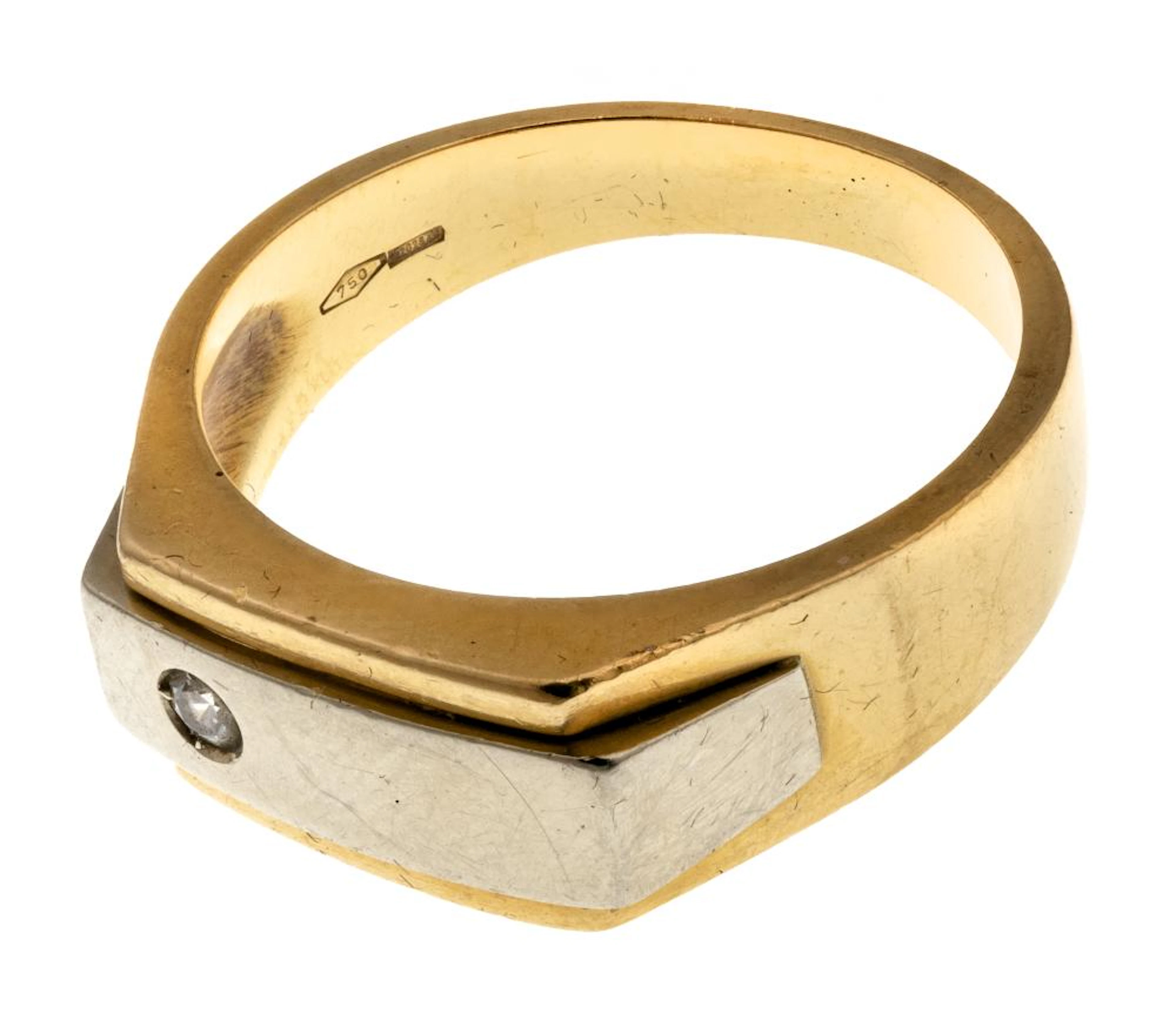WHITE AND YELLOW GOLD MEN'S RING WITH DIAMONDS