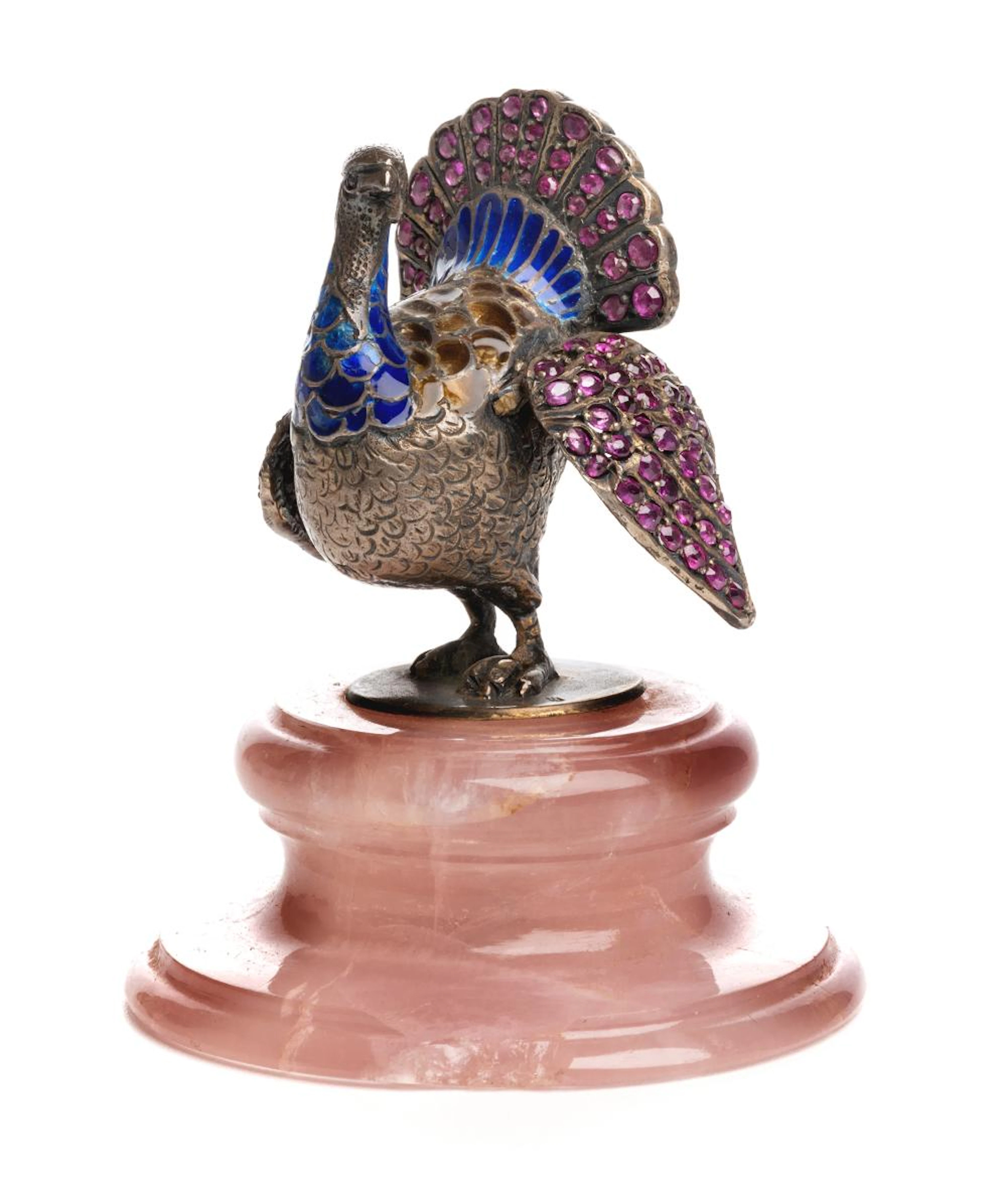 SIX BEAUTIFUL SILVER PEACOCK AND BIRD MODELS EARLY 20TH CENTURY