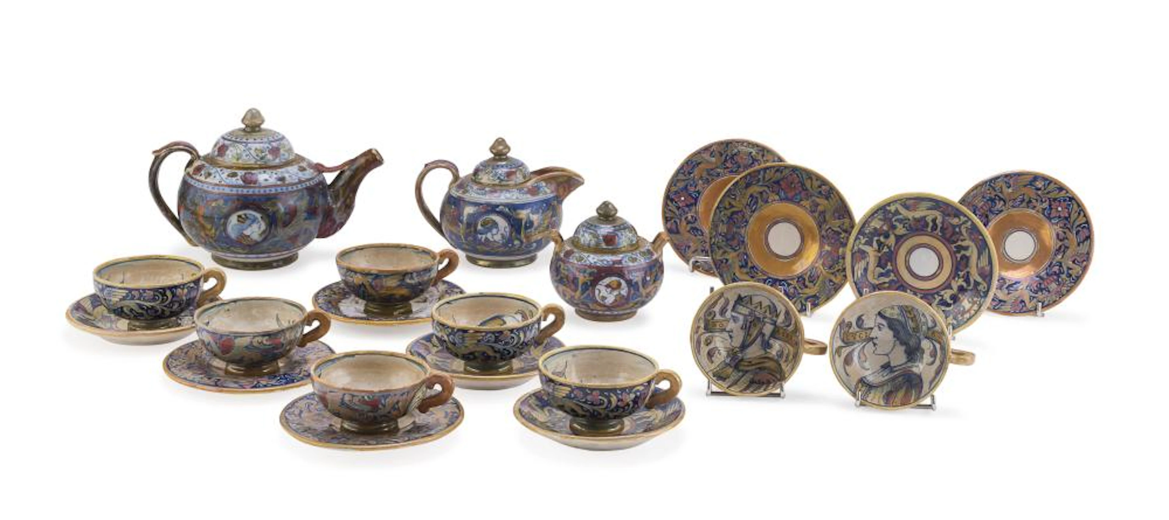 SET OF CERAMIC CUPS GUALDO TADINO LATE 19TH CENTURY