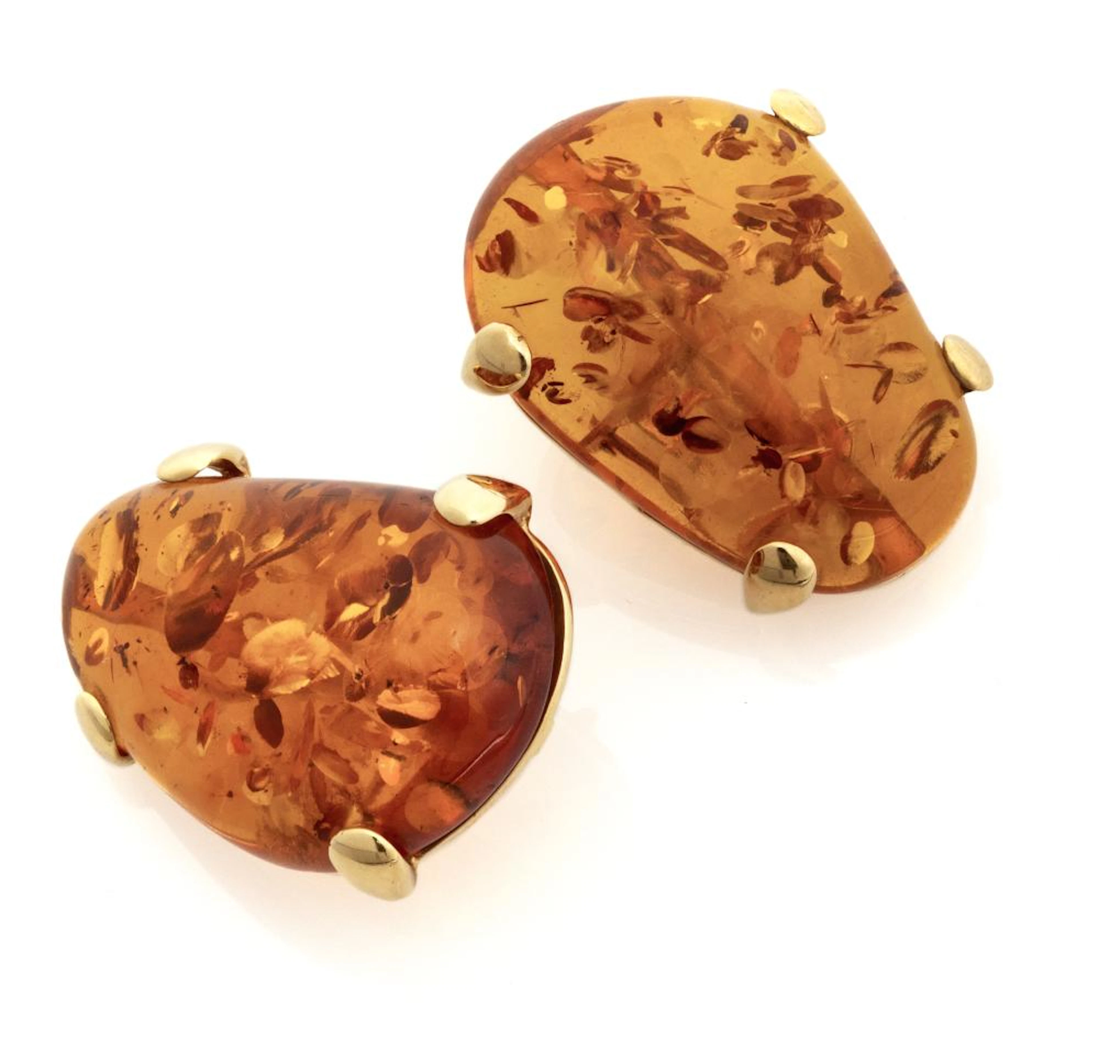 GOLD EARRINGS WITH AMBER