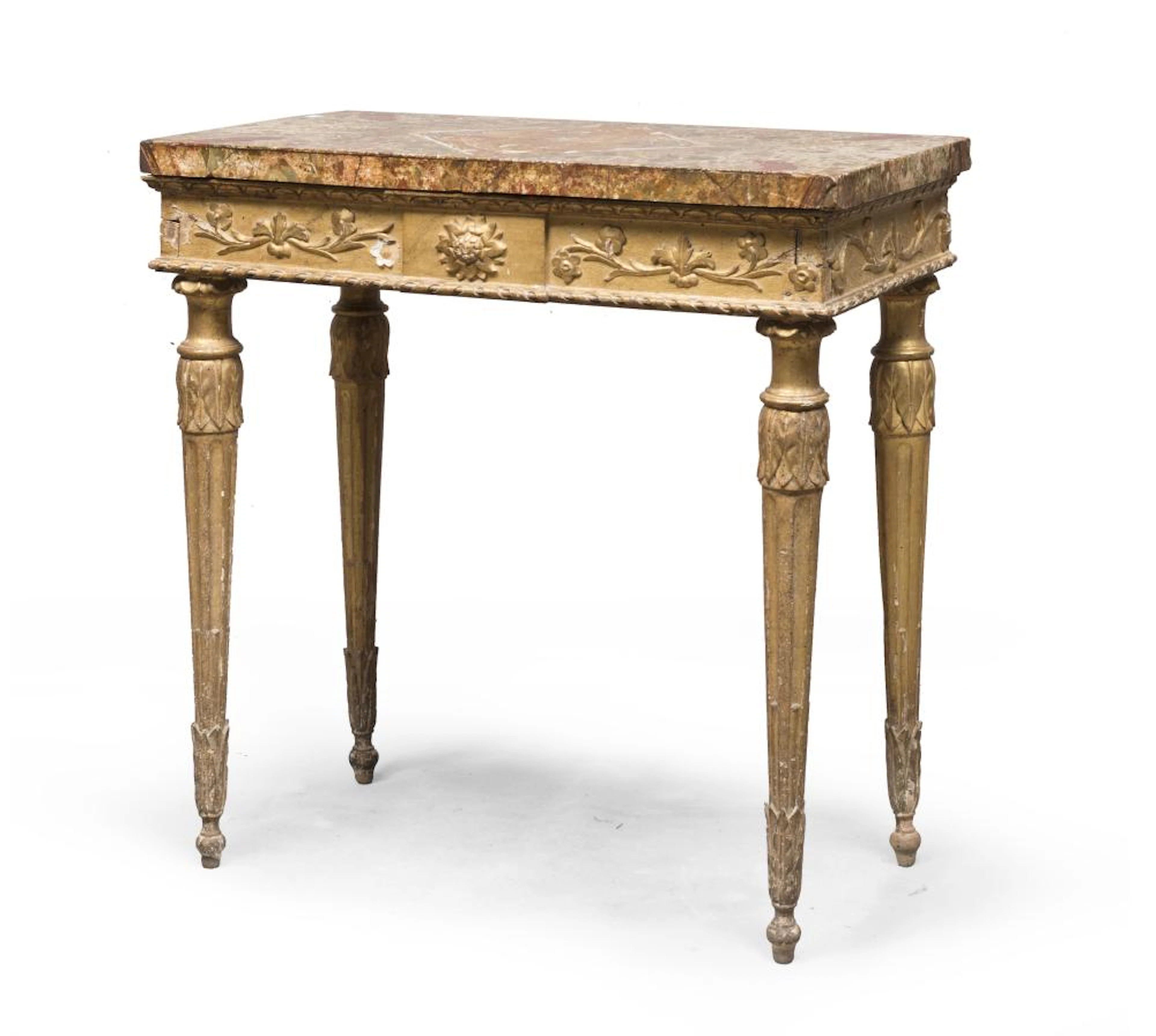 RARE SMALL CONSOLE IN GILTWOOD, ROME, PERIOD LUIGI XVI