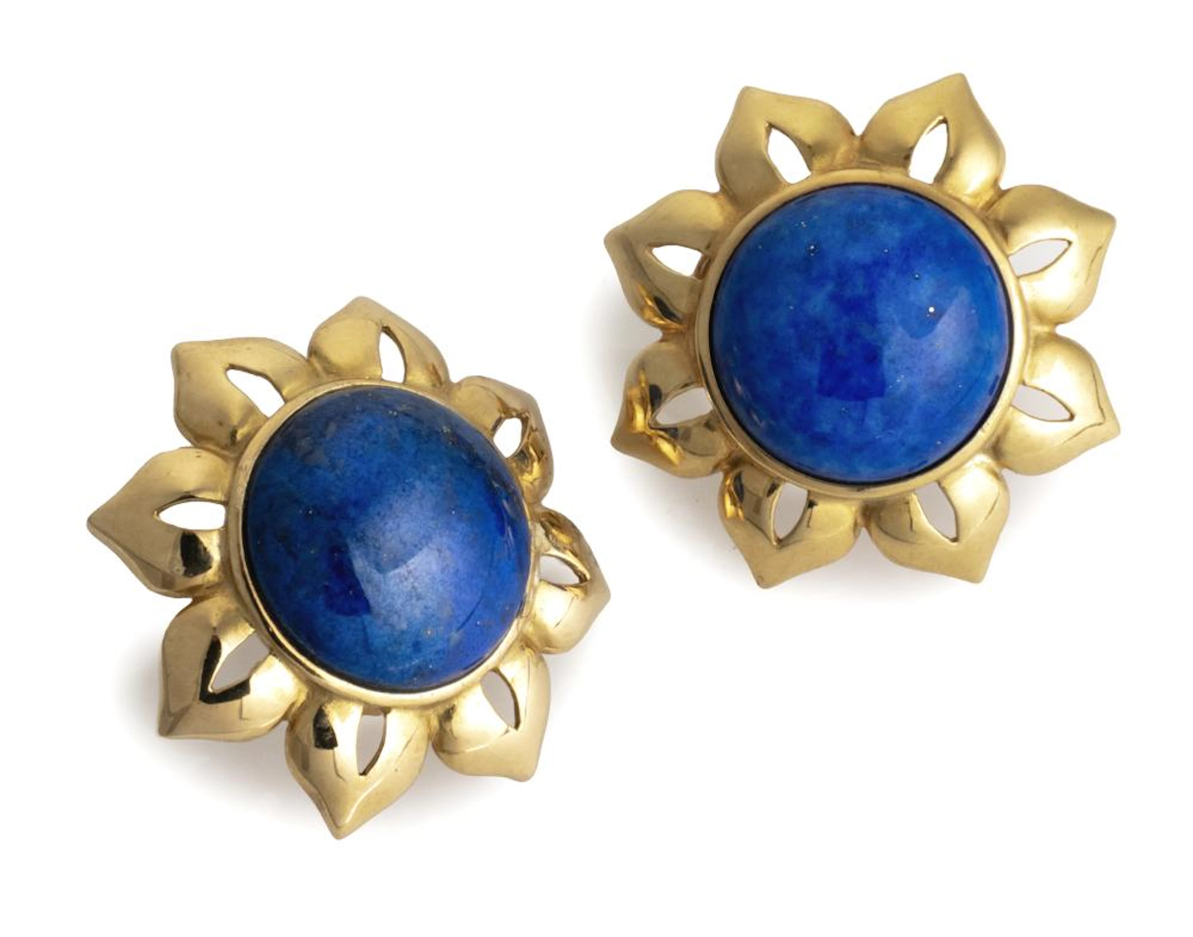 GOLD EARRINGS WITH LAPIS LAZULI