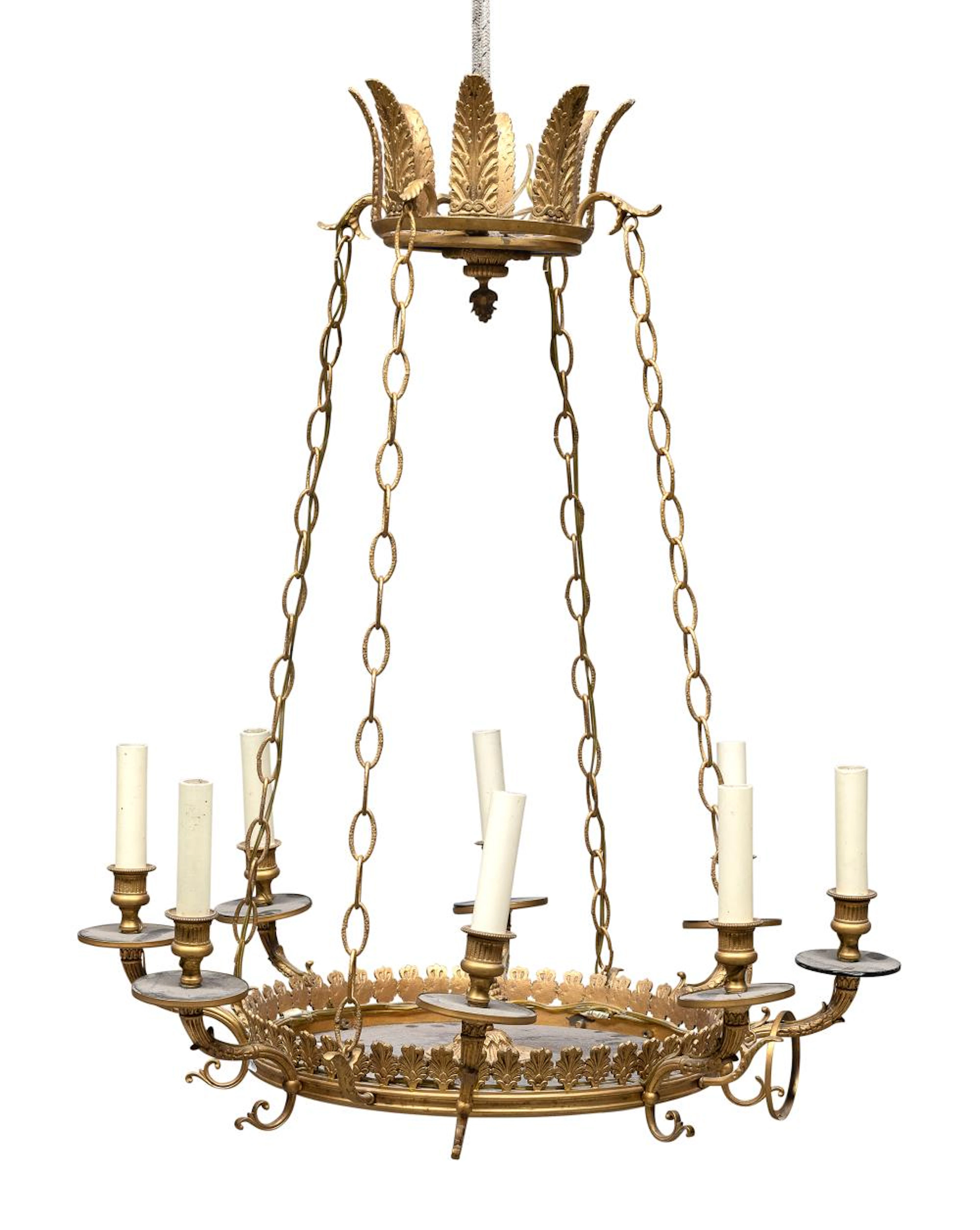 BEAUTIFUL GILT BRONZE CHANDELIER, 19TH CENTURY