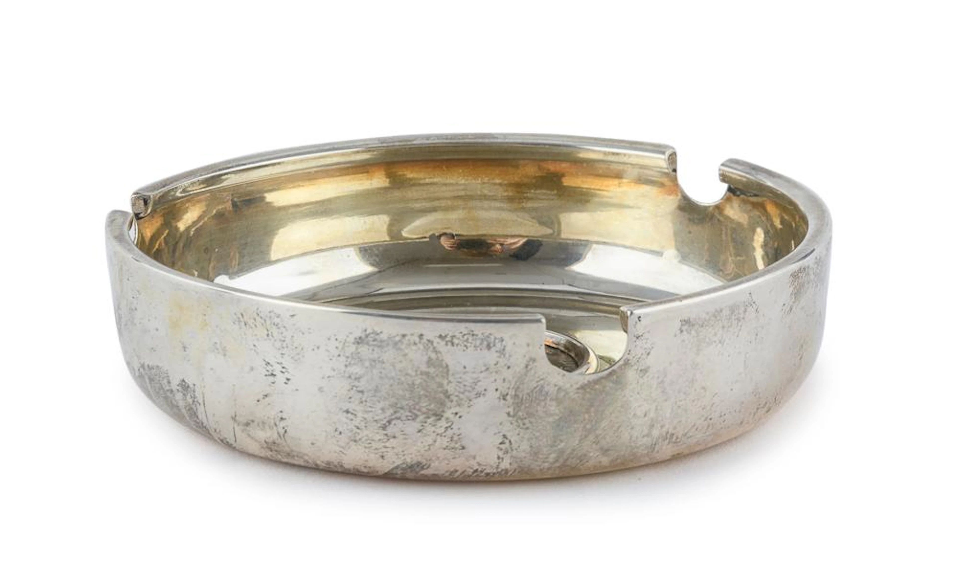 SILVER-PLATED ASHTRAY WITH UMBERTO I COIN, 20th CENTURY