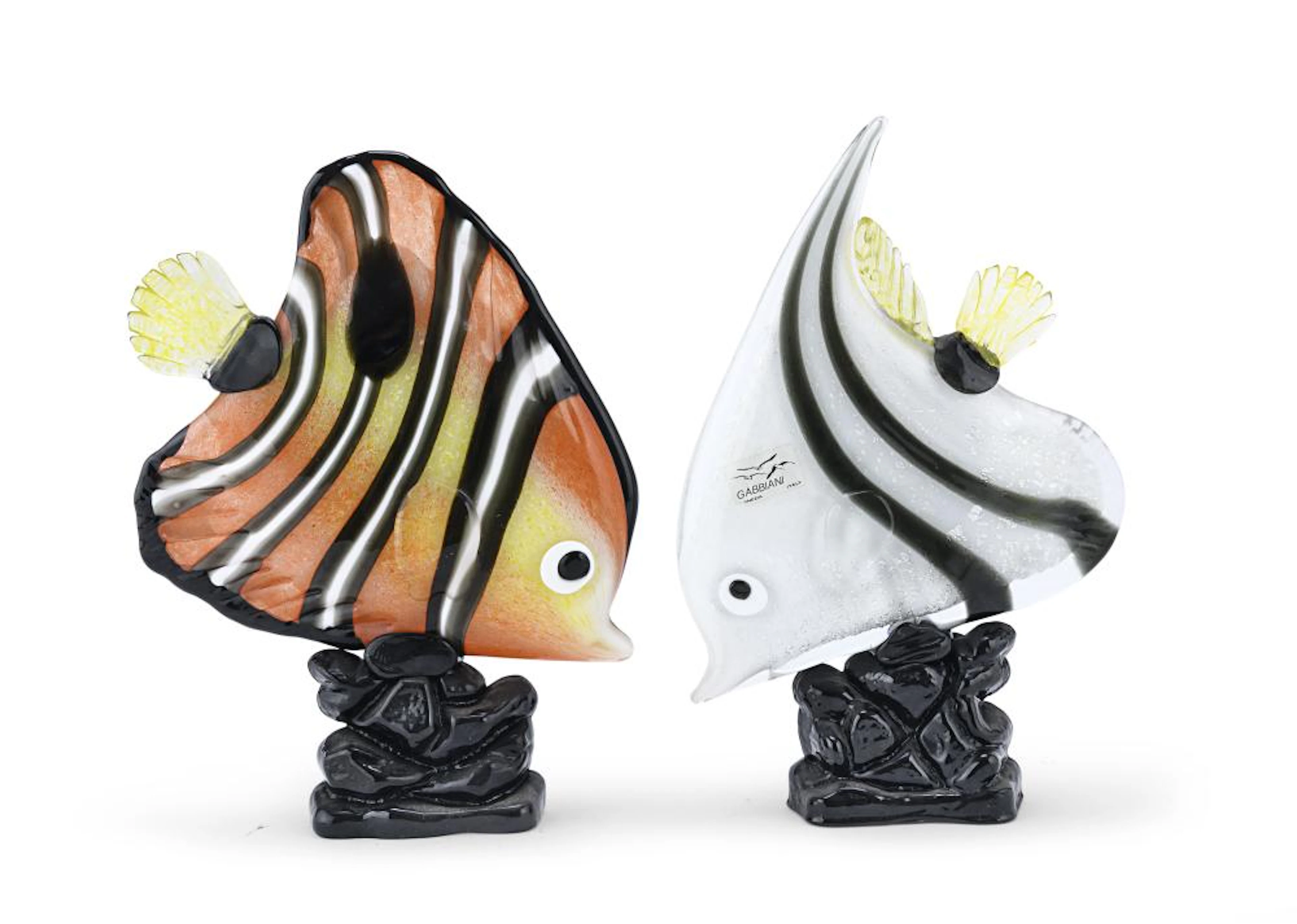 PAIR OF GLASS FISH SCULPTURES, MURANO
