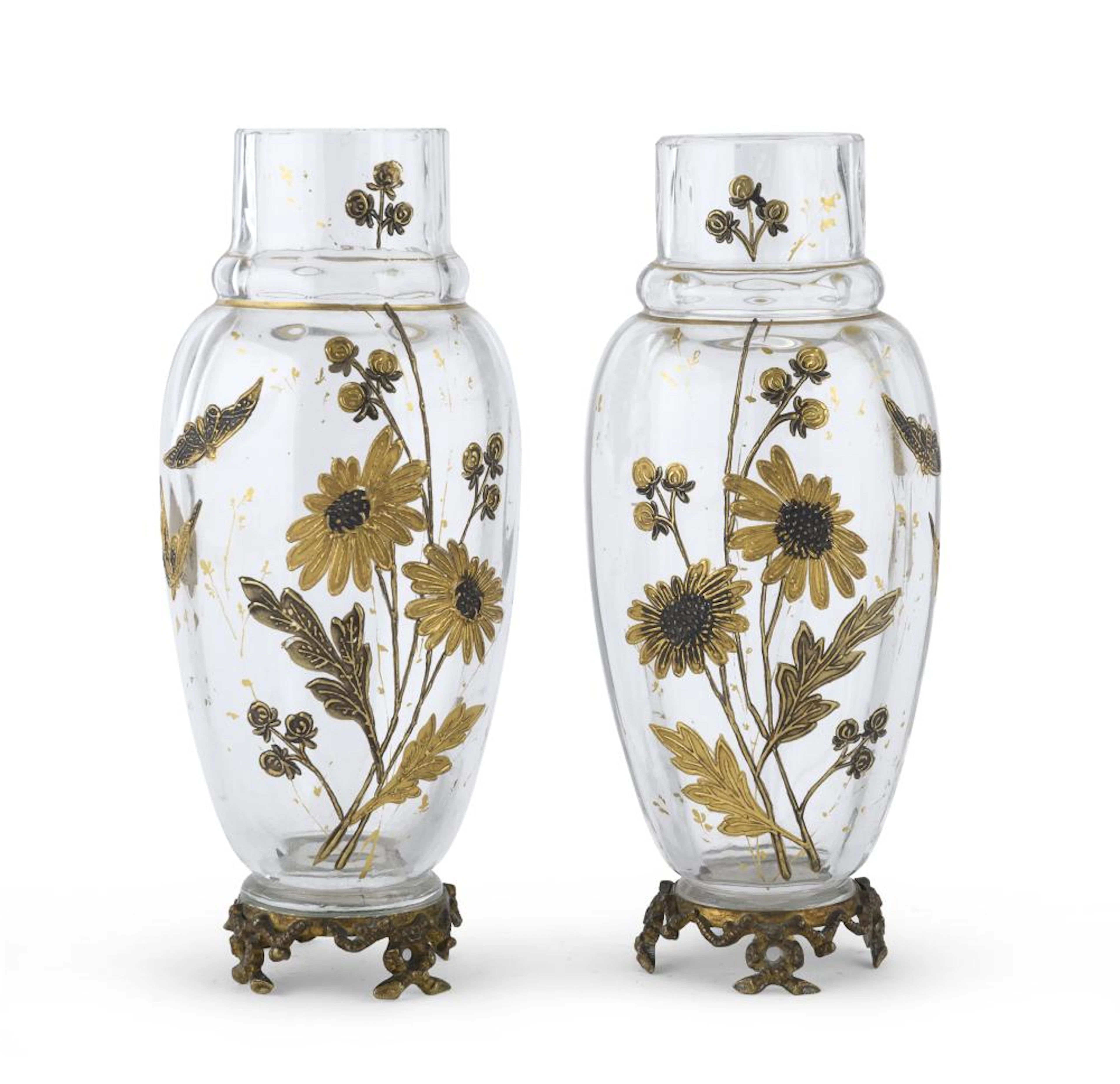 TWO GLASS VASES, BACCARAT STYLE