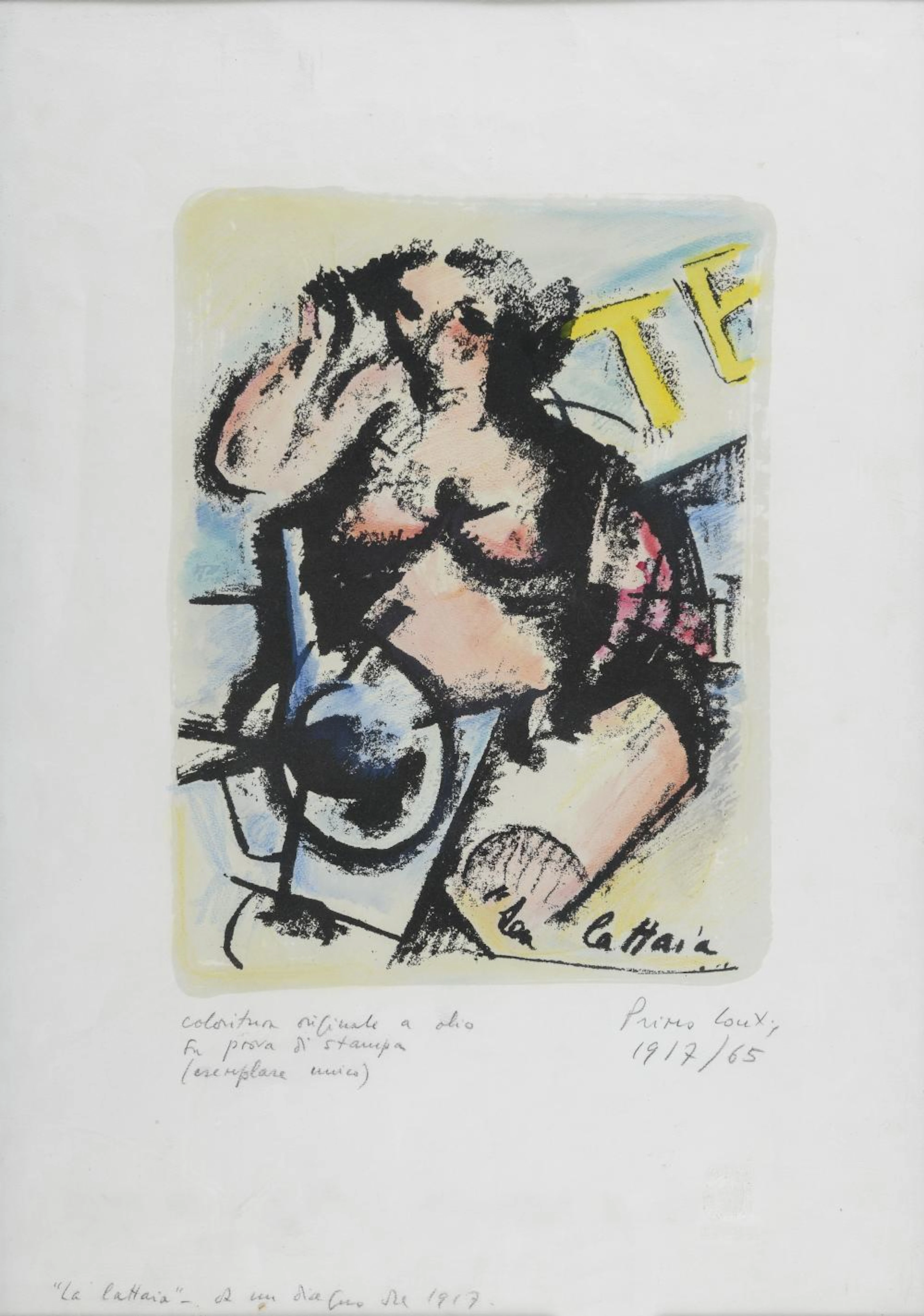 OIL ON LITHOGRAPH BY PRIMO CONTI 1965