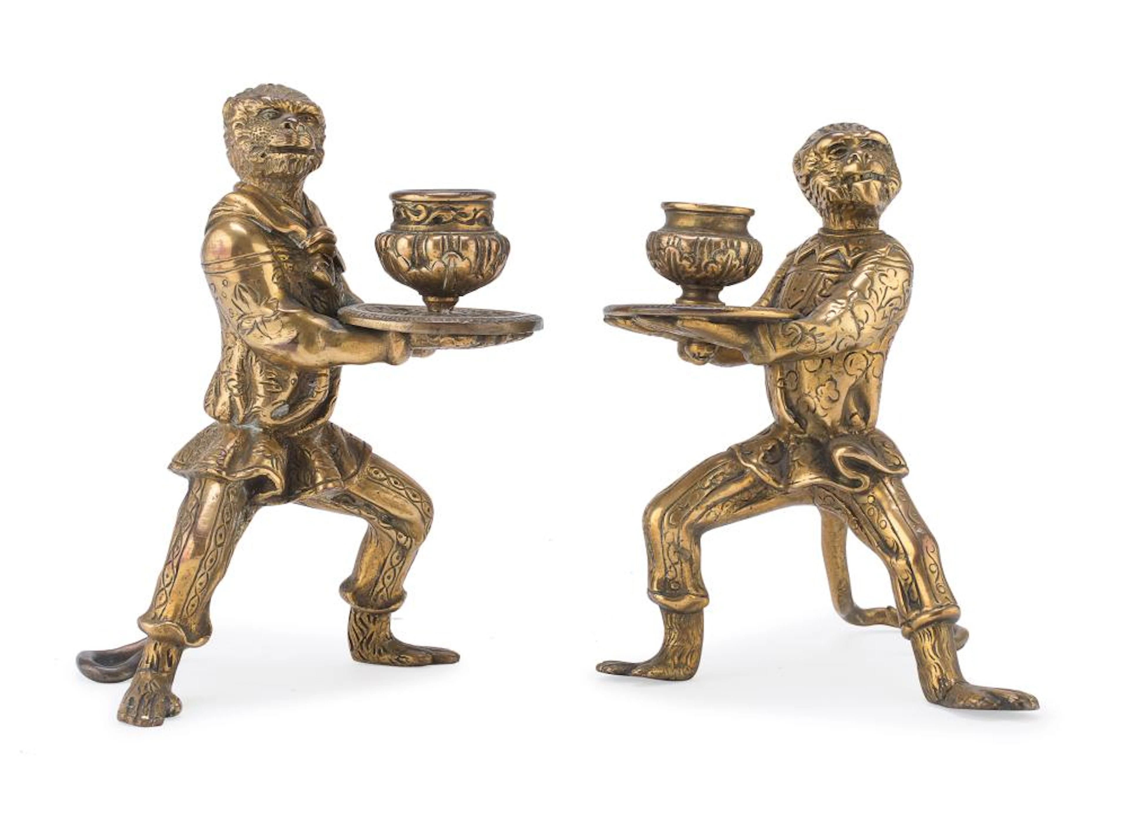 PAIR OF BRONZE OIL LAMPS, NETHERLANDS 19th CENTURY