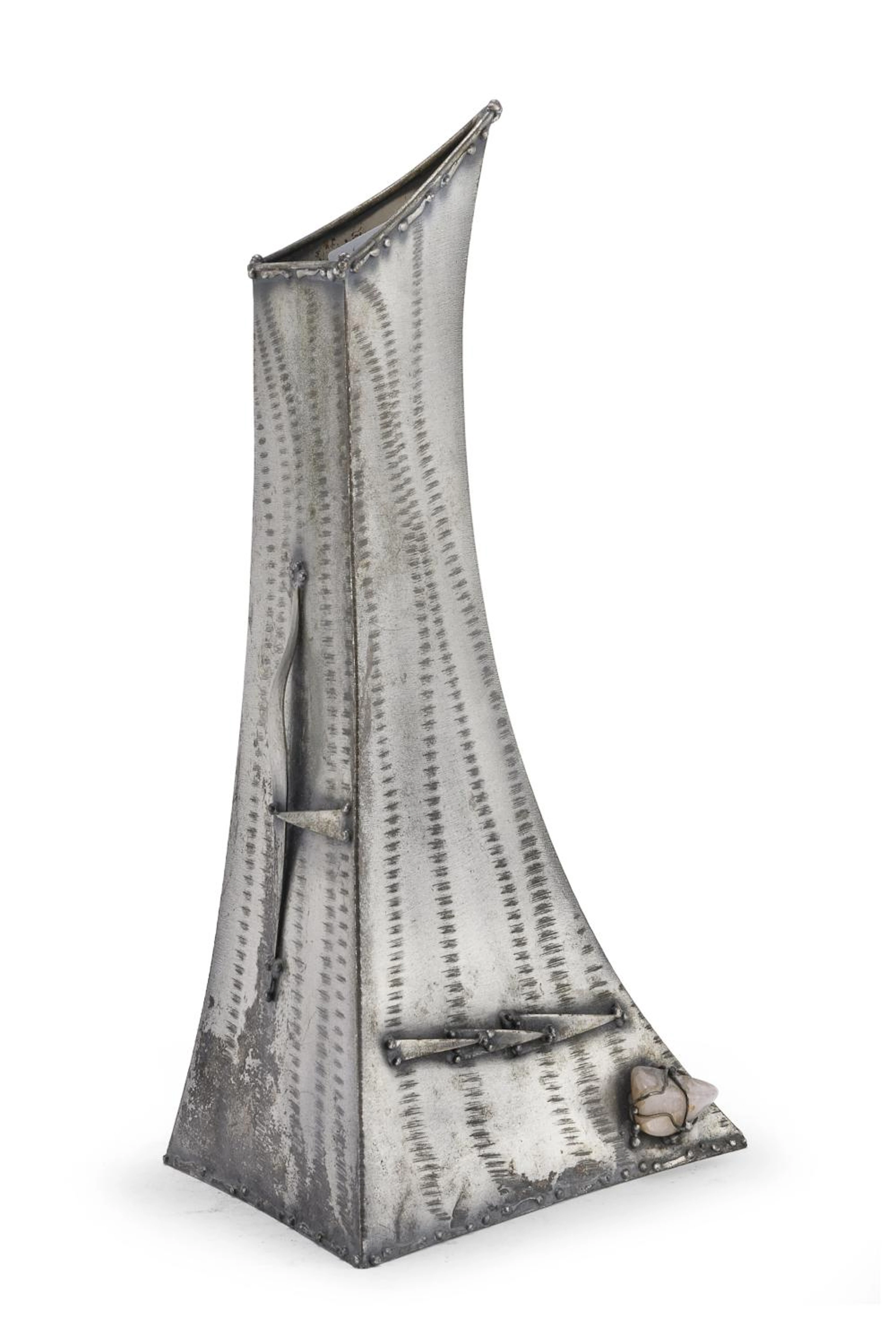 SILVER-PLATED PEWTER VASE, MARKED ELY, 1970s
