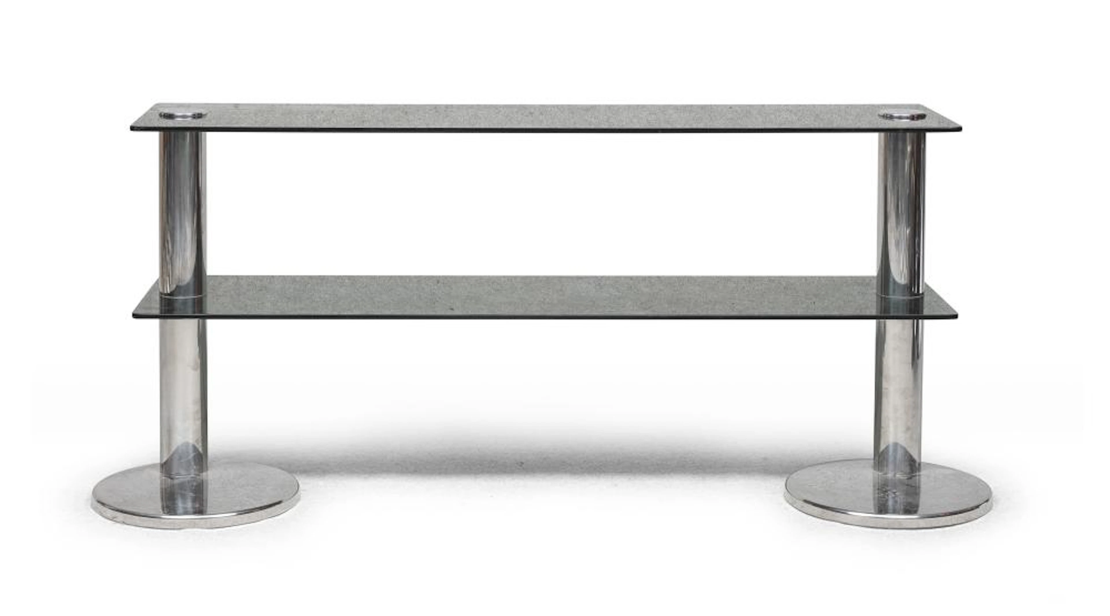 STEEL AND GLASS CONSOLE, 1970s