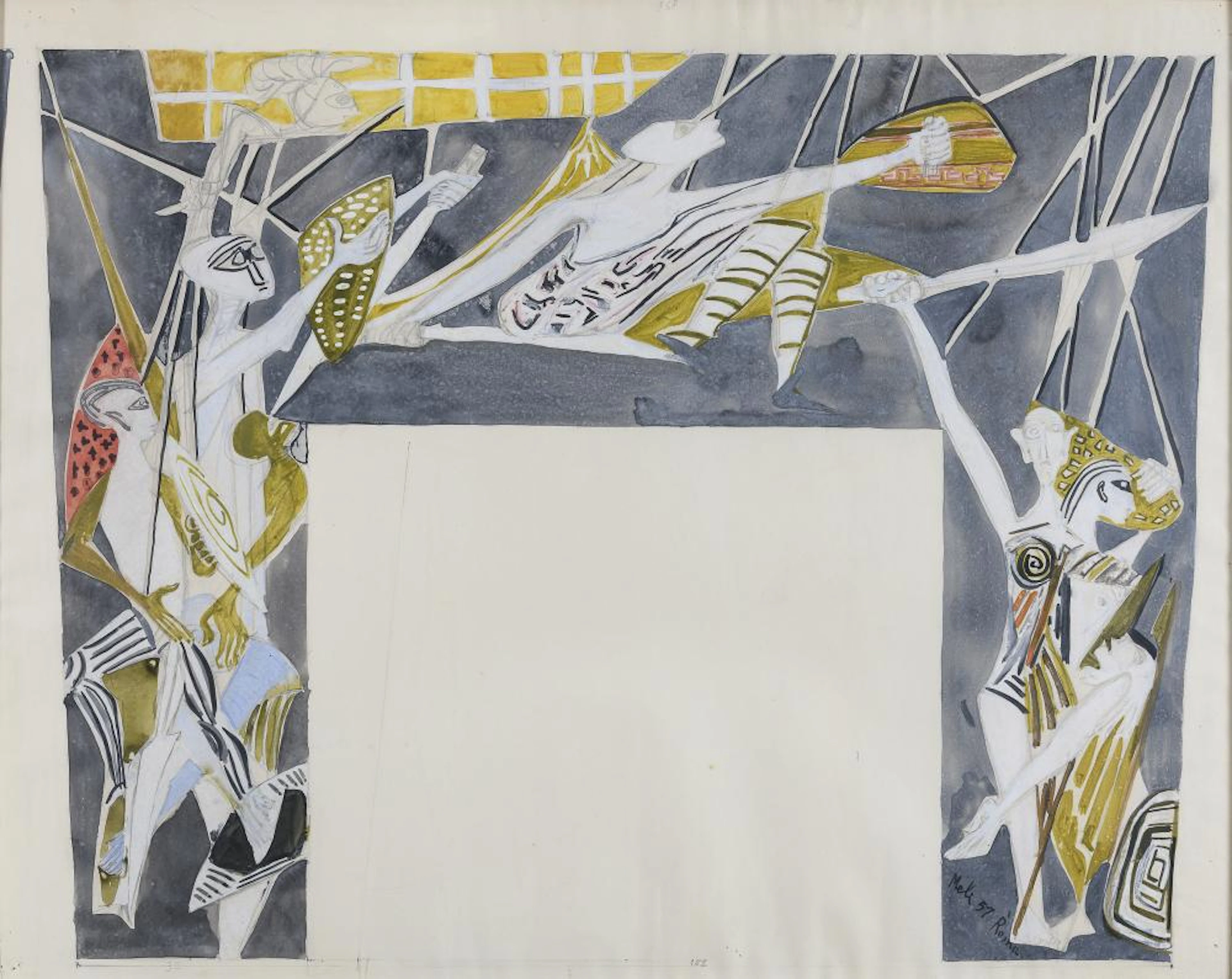WATERCOLOR DRAFT BY SALVATORE MELI, 1957