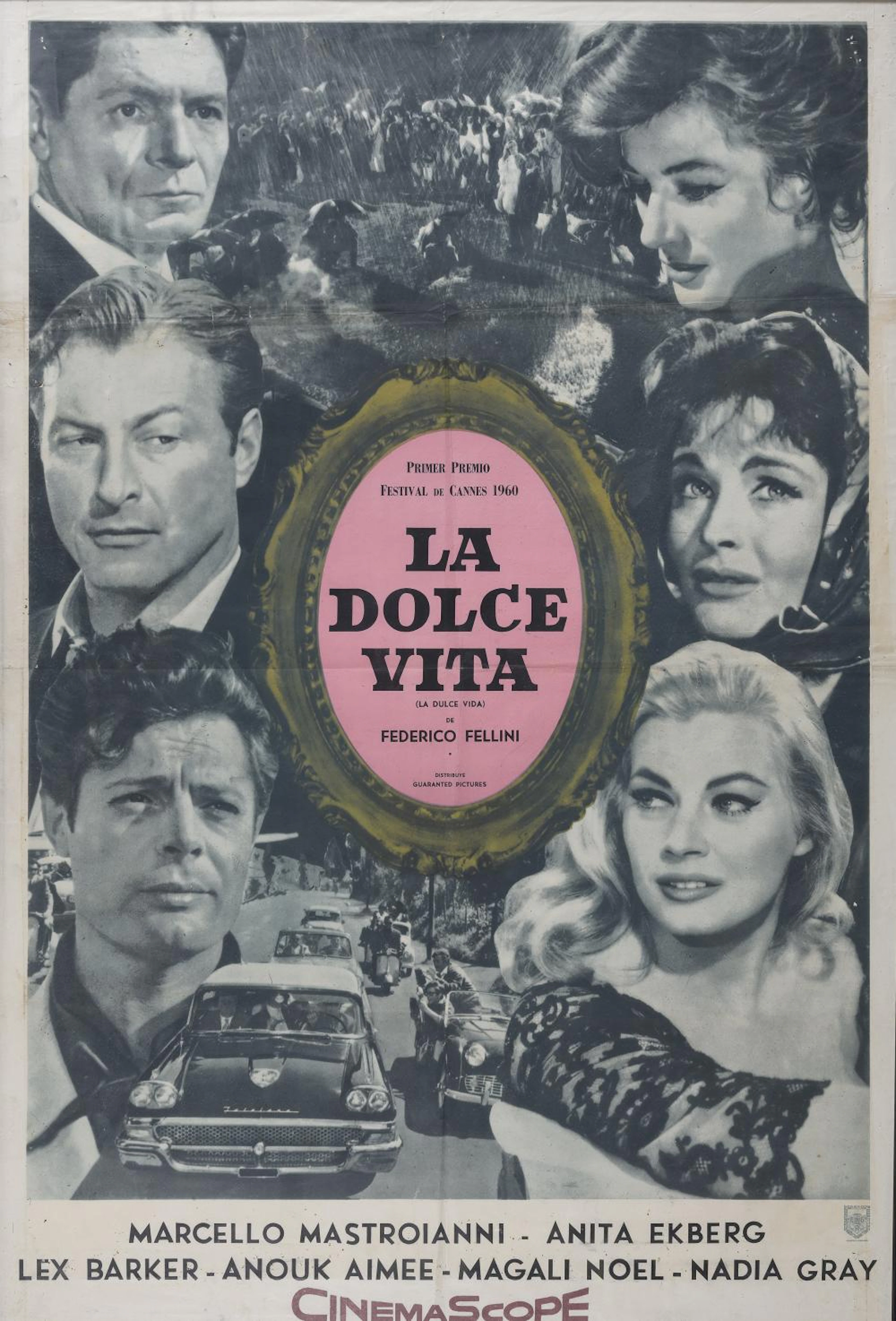ORIGINAL POSTER FOR THE MOVIE LA DOLCE VITA BY FEDERICO FELLINI