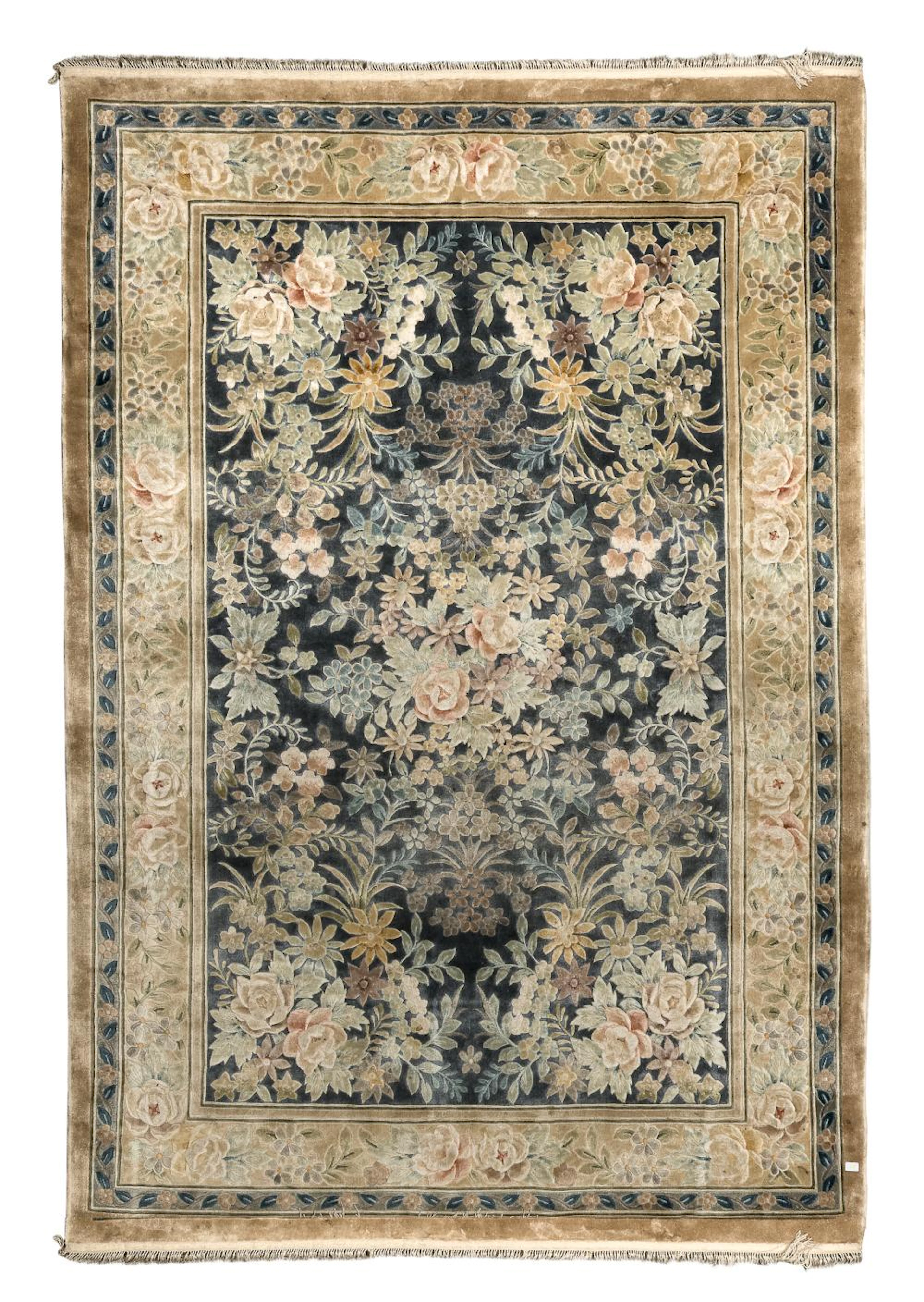 A RARE CHINESE TIEN-TSIN CARPET WITH BLUE GROUND MID-20TH CENTURY