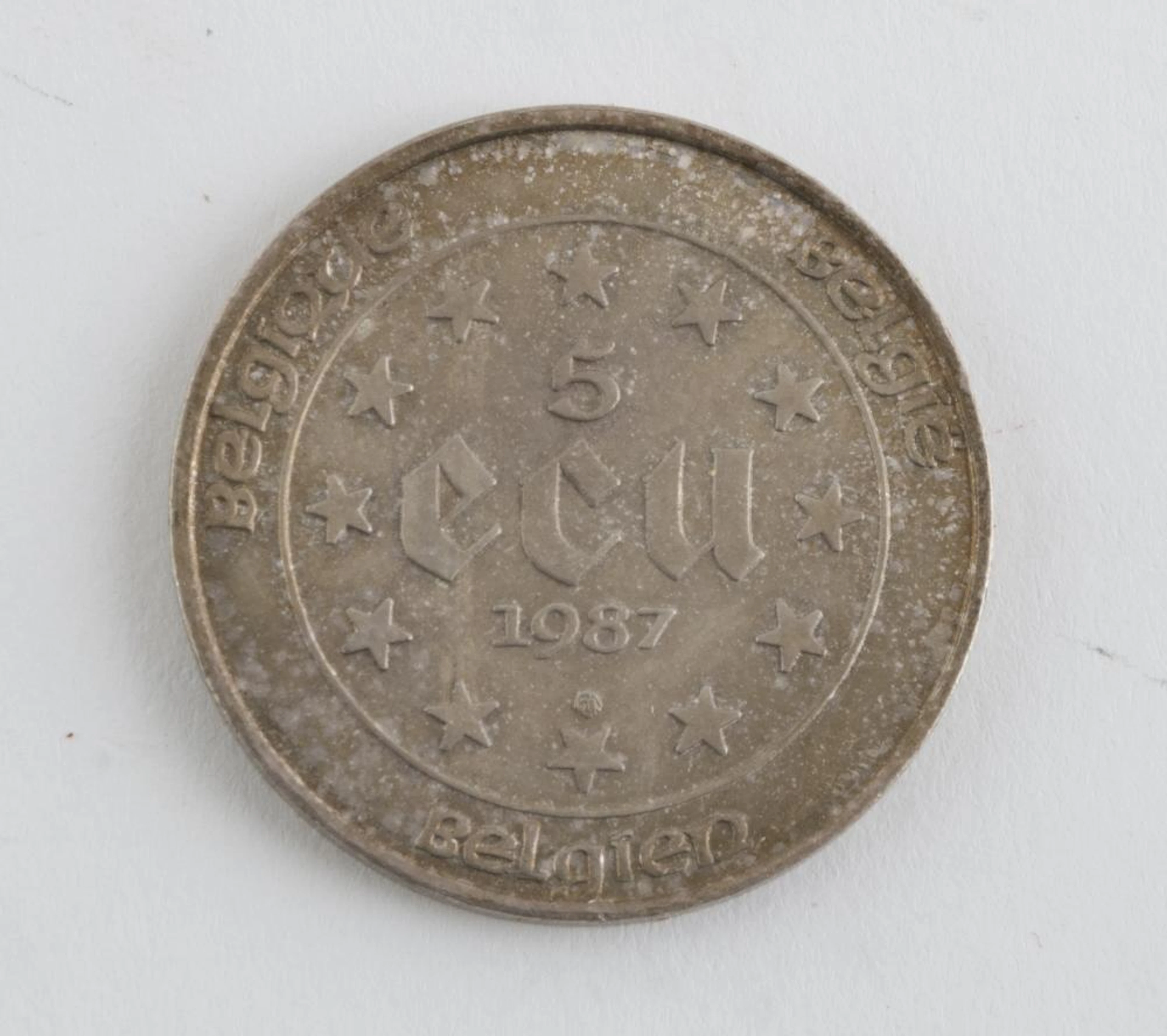 SILVER COIN OF 5 ECU, BELGIUM 1987