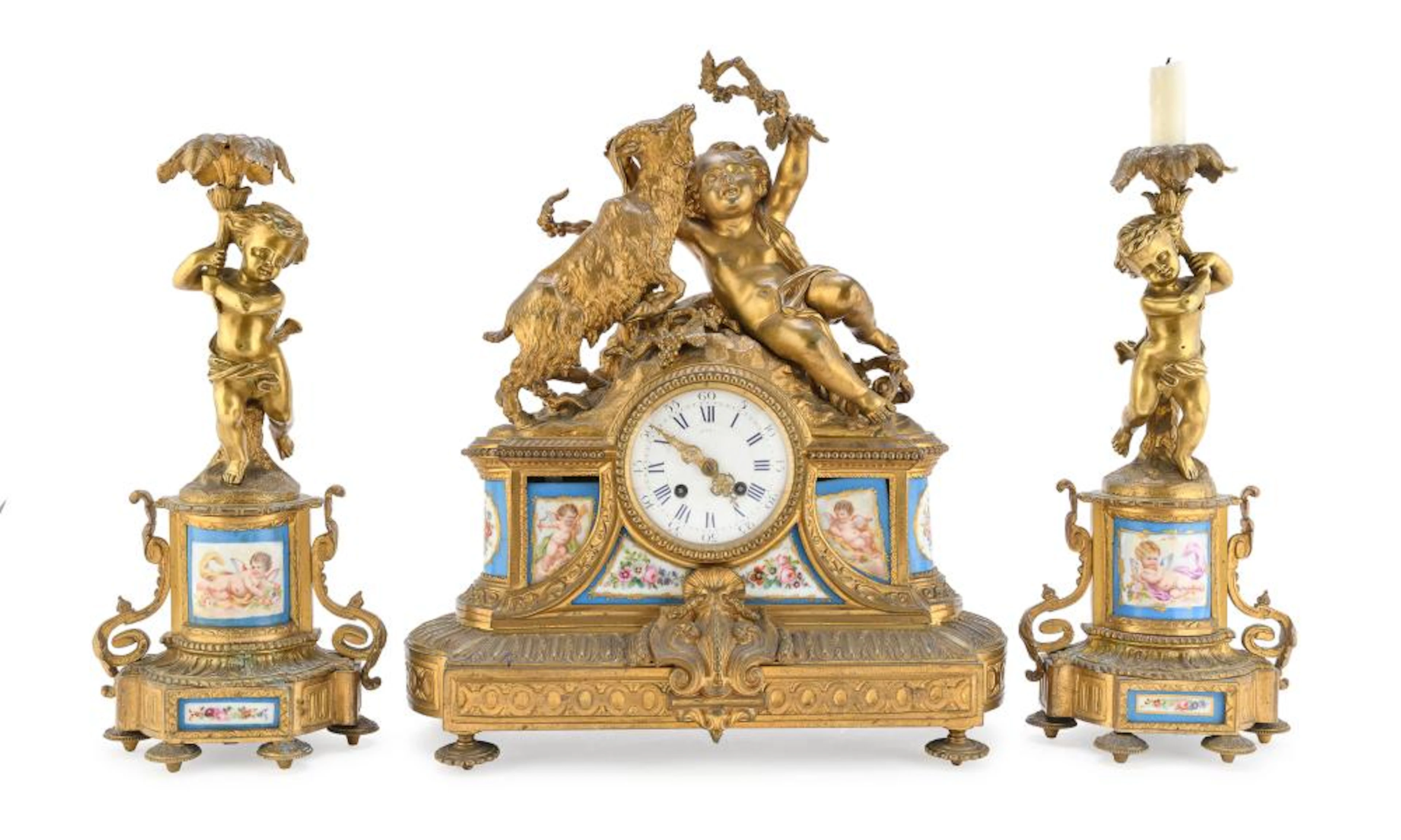 WONDERFUL FIREPLACE TRIPTYCH IN GILDED BRONZE, FRANCE 19th CENTURY