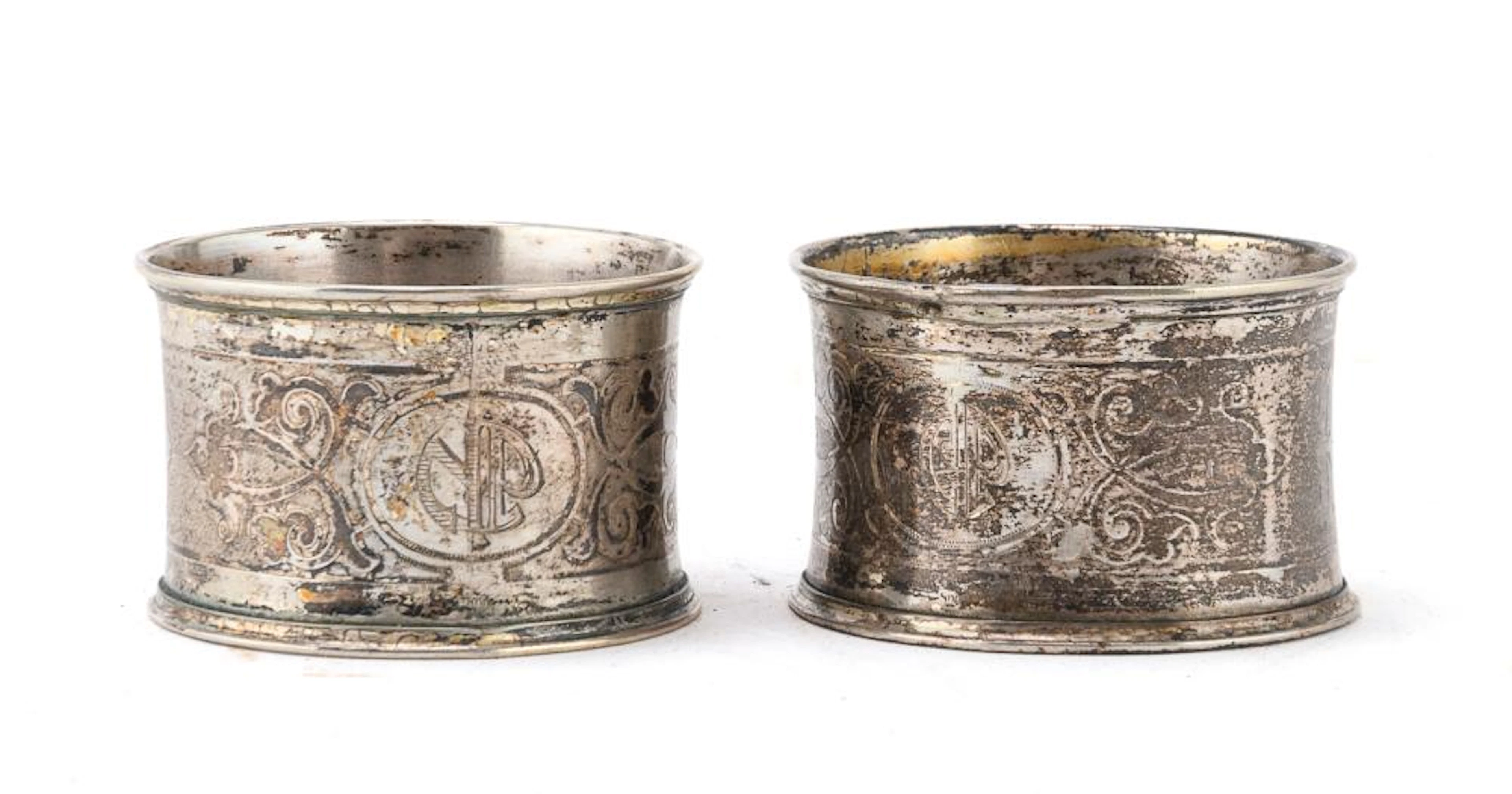TWO SILVER NAPKIN RINGS, END OF THE 19TH CENTURY